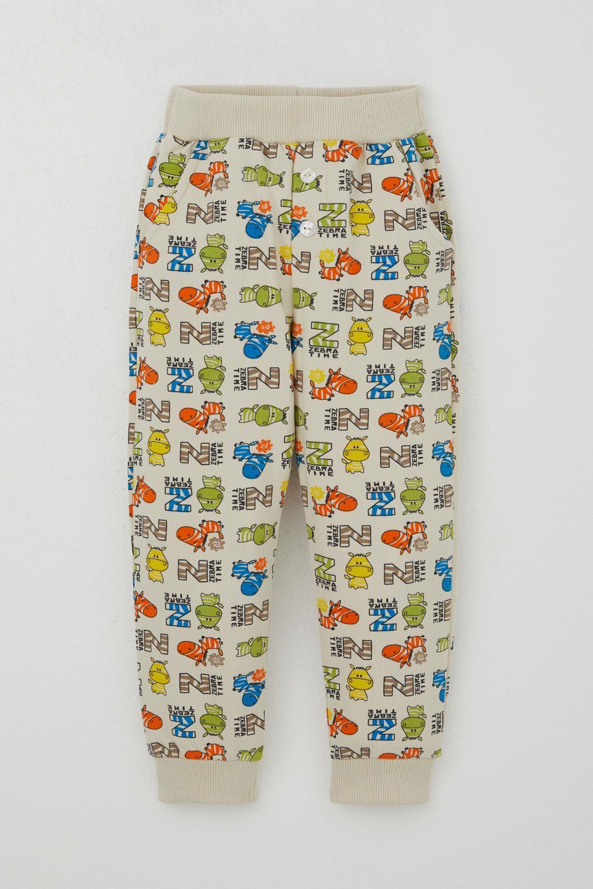 Breeze Erkek Çocuk Eşofman Takımı Zebra Macerası Krem (1.5-3 Yaş)