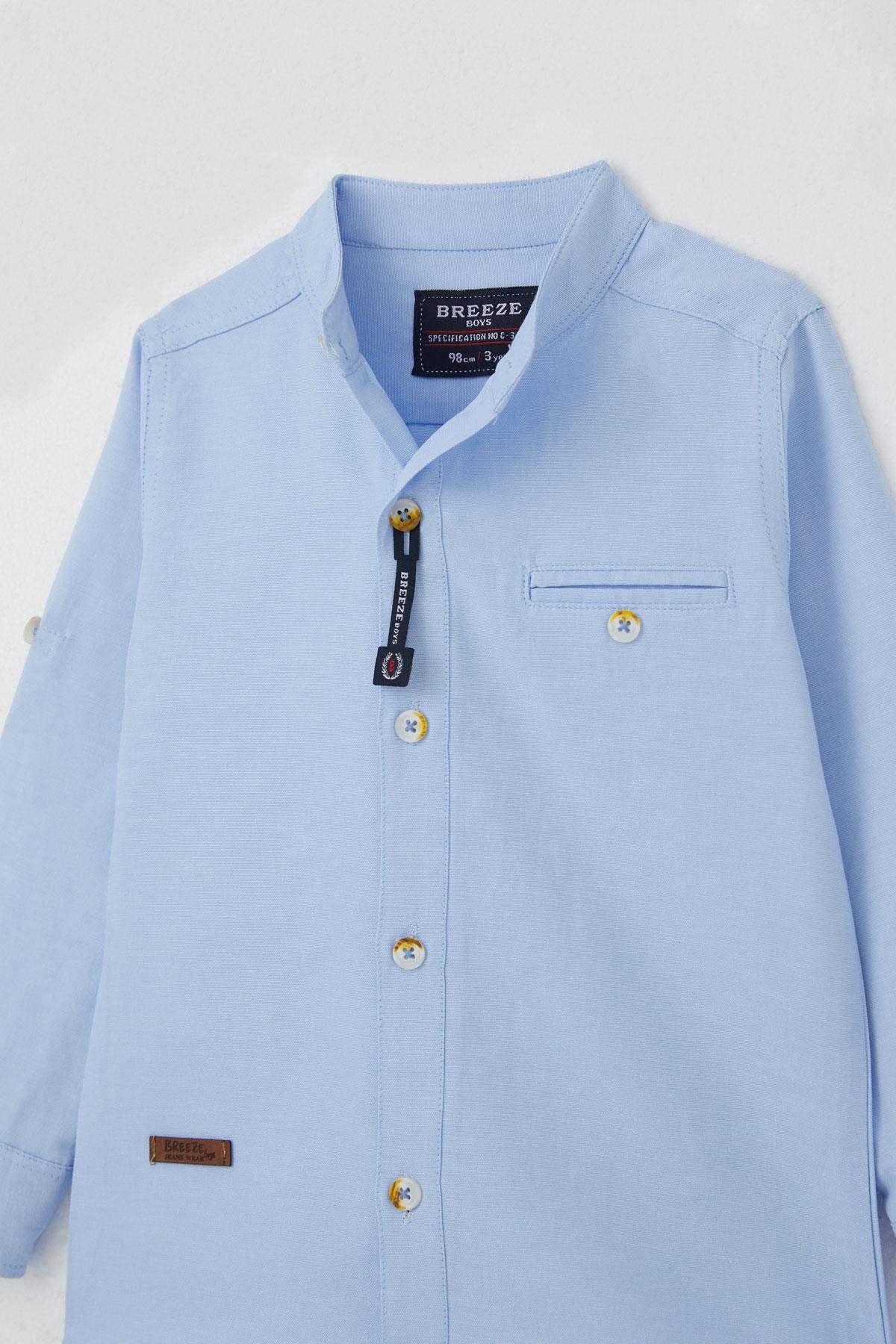 Breeze Erkek Çocuk Gömlek Armalı Düğmeli Açık Mavi (3-7 Yaş)