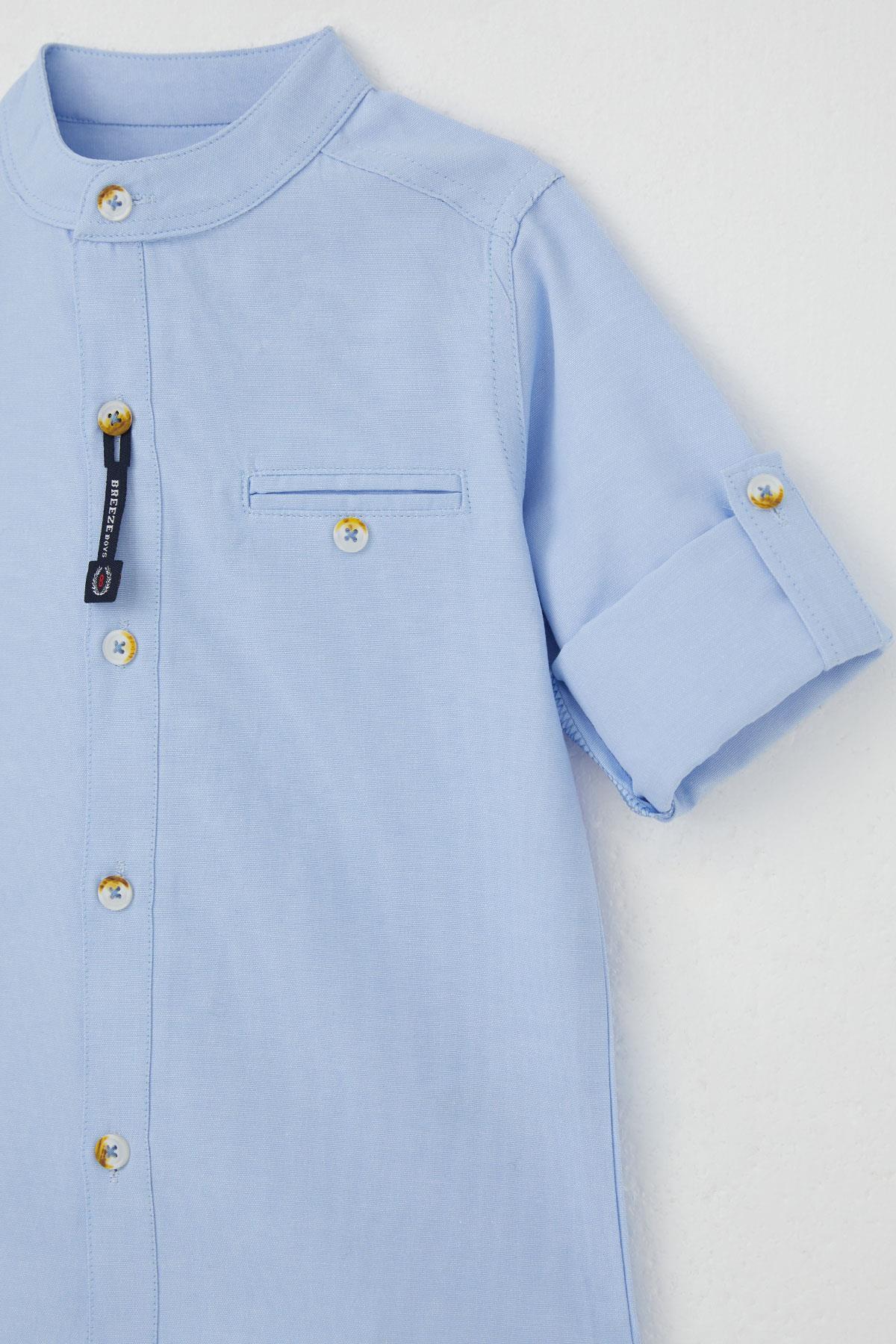 Breeze Erkek Çocuk Gömlek Armalı Düğmeli Açık Mavi (3-7 Yaş)