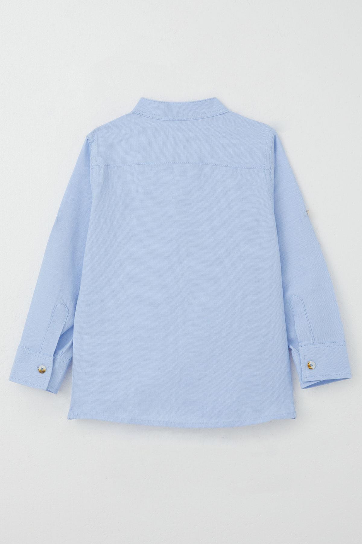 Breeze Erkek Çocuk Gömlek Armalı Düğmeli Açık Mavi (3-7 Yaş)