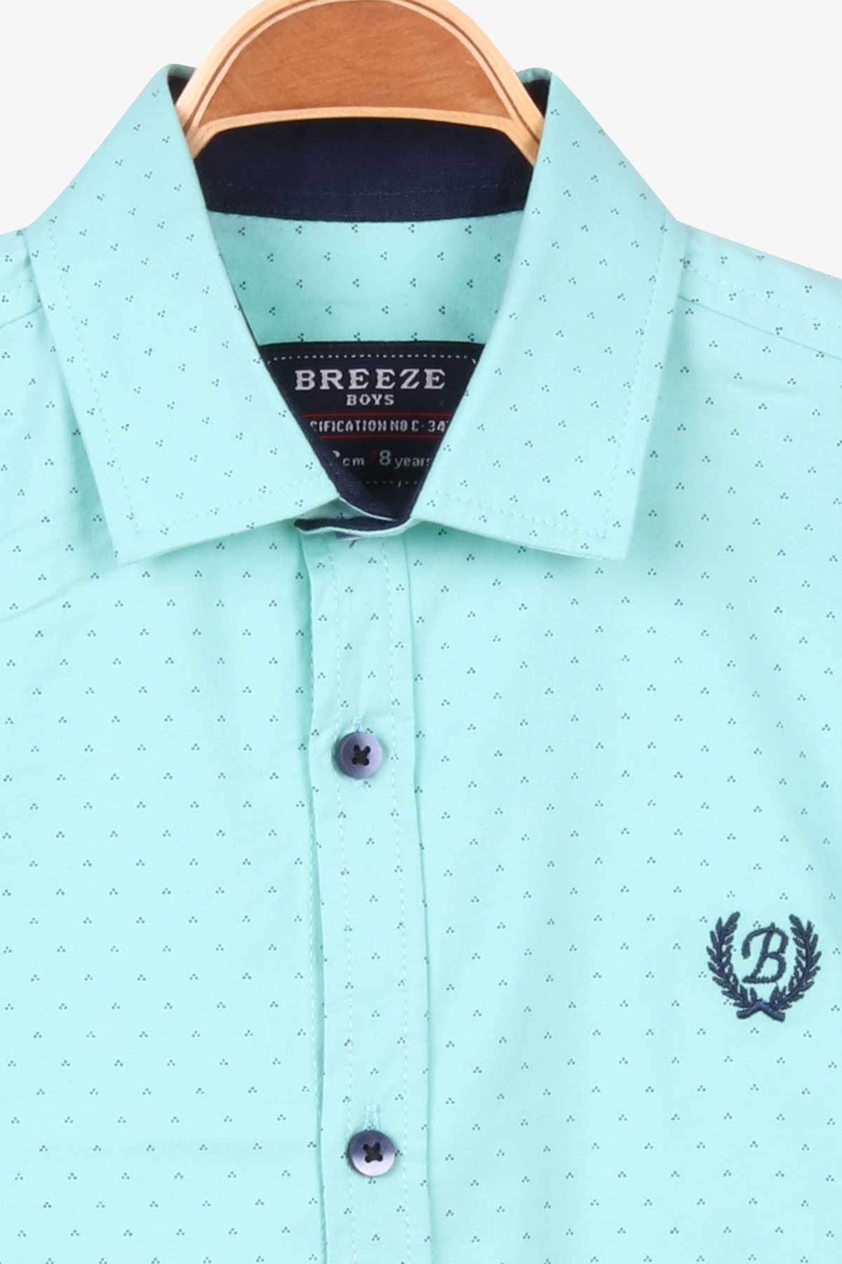 Breeze Erkek Çocuk Gömlek Armalı Su Yeşili (8-12 Yaş)