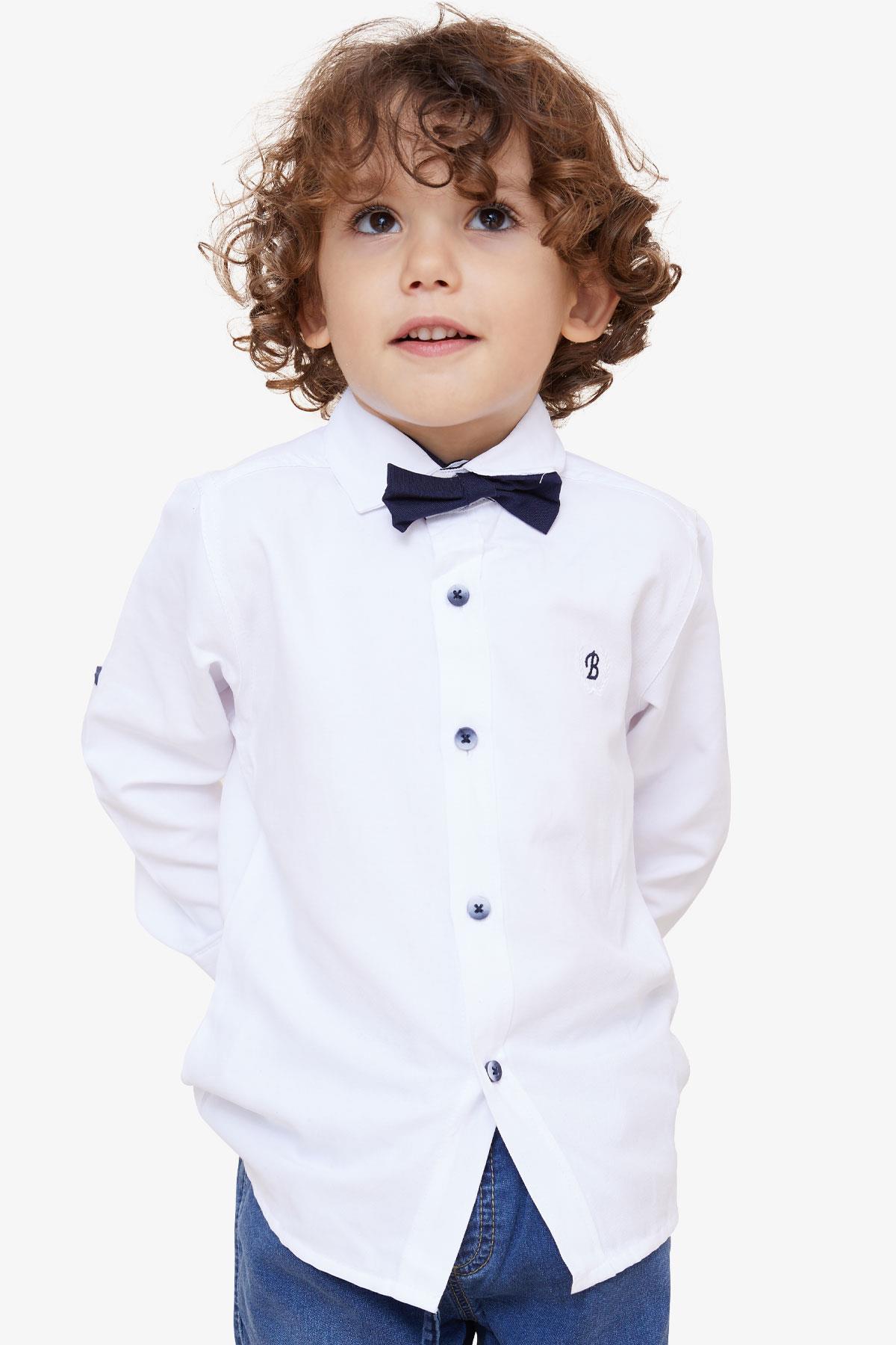 Breeze Erkek Çocuk Gömlek Papyonlu Beyaz (3-7 Yaş)