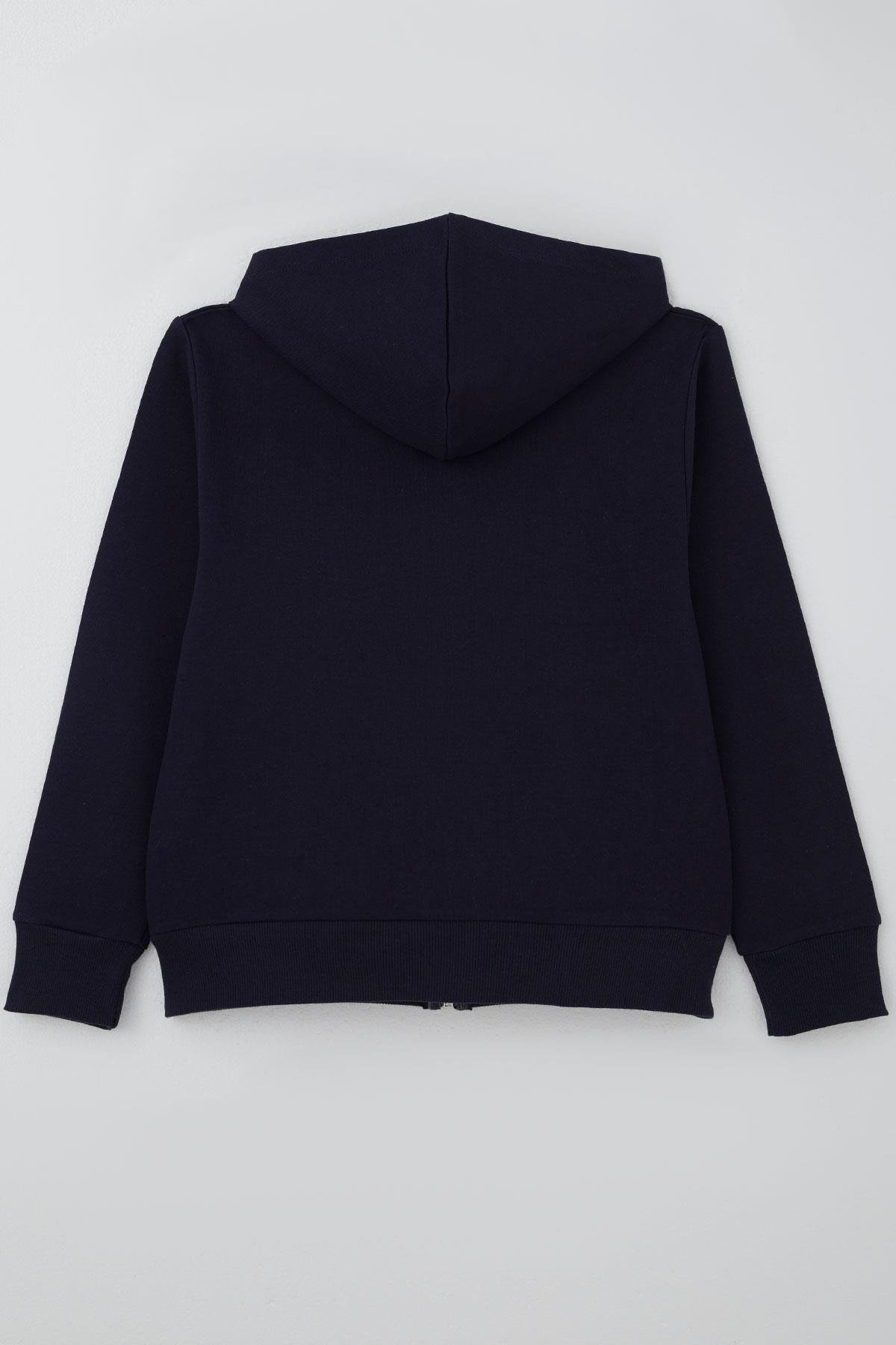 Breeze Erkek Çocuk Hırka Basic Kapüşonlu Fermuarlı Lacivert (6-10 Yaş)
