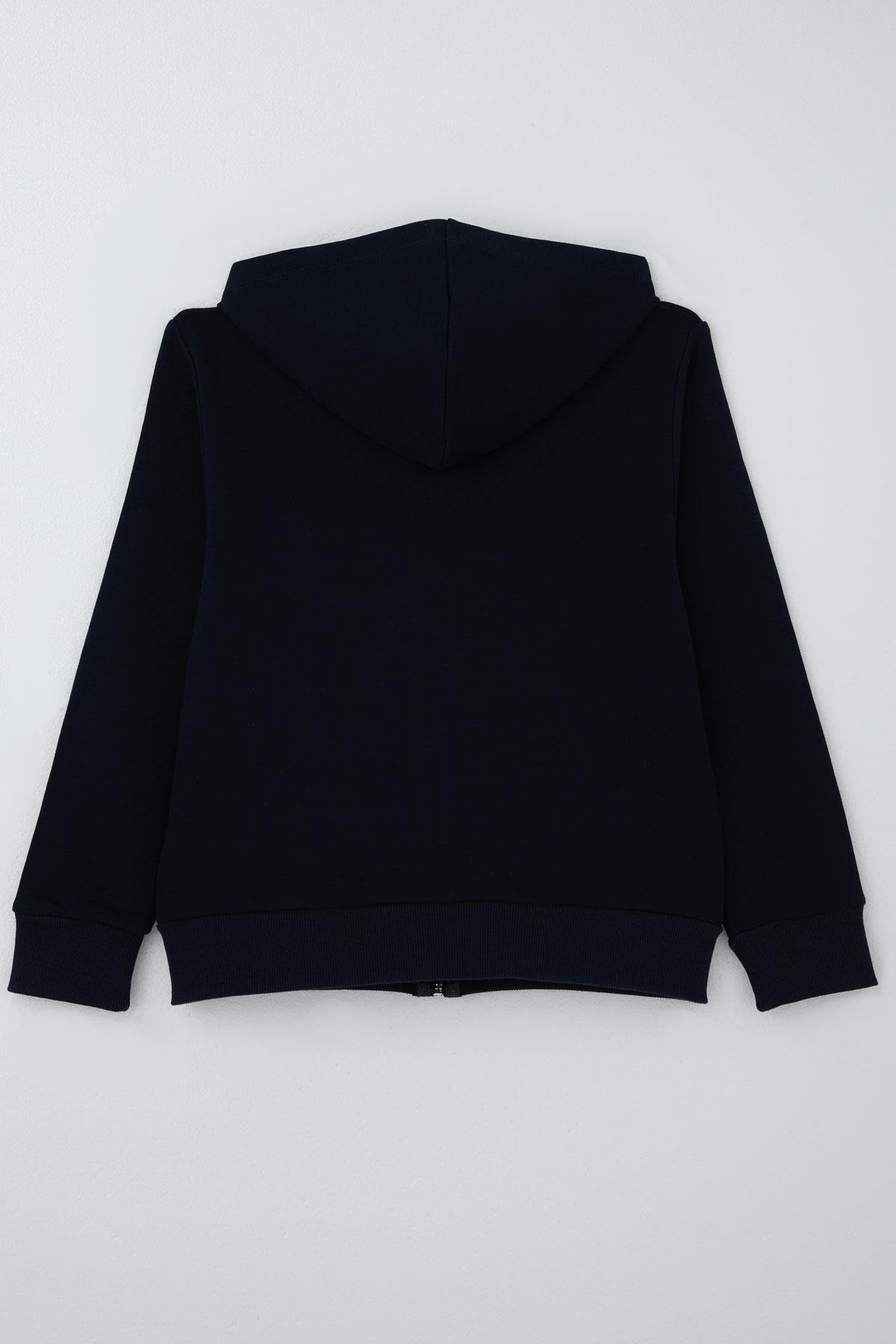 Breeze Erkek Çocuk Hırka Basic Kapüşonlu Fermuarlı Lacivert (6-10 Yaş)