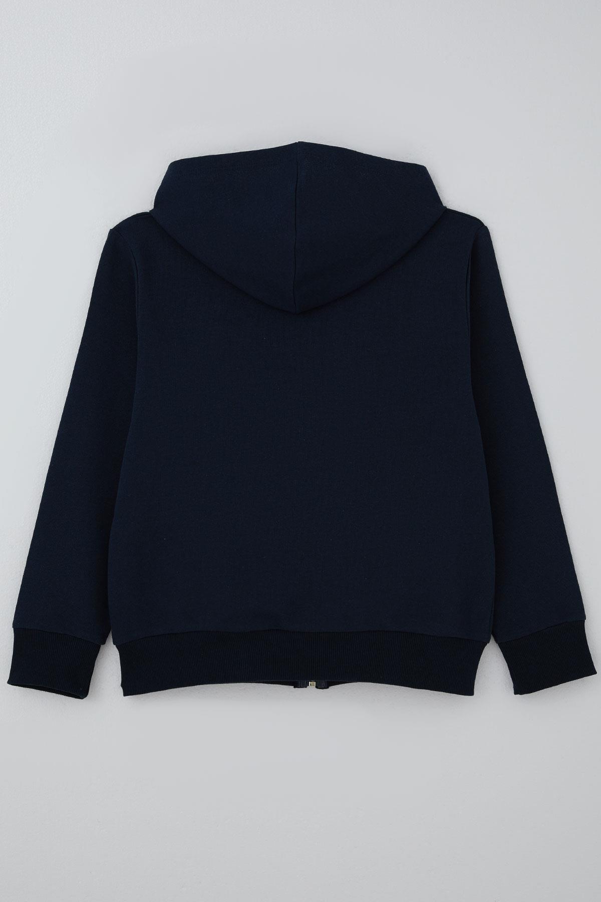 Breeze Erkek Çocuk Hırka Basic Kapüşonlu Fermuarlı Lacivert (6-10 Yaş)