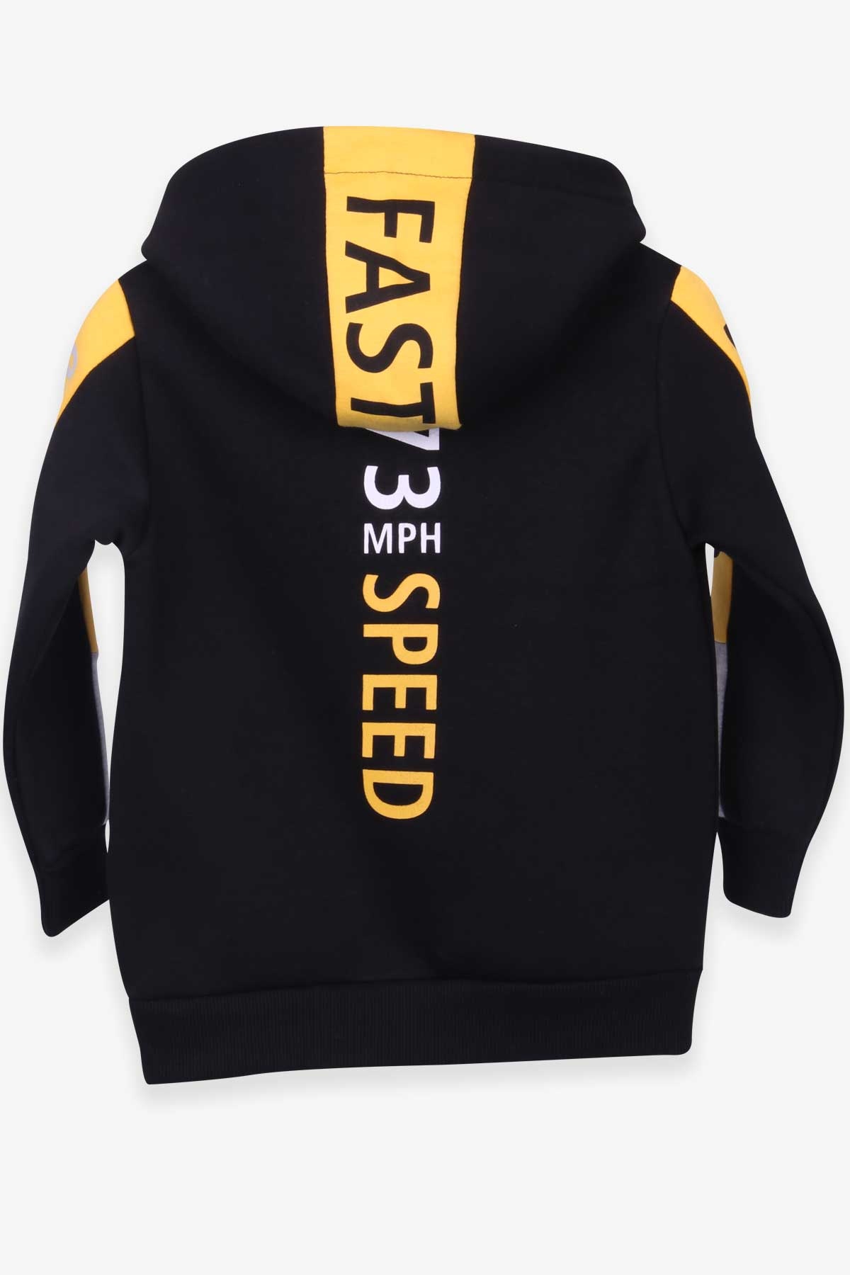 Breeze Erkek Çocuk Hırka Baskılı Kapüşonlu Siyah (4-6 Yaş)