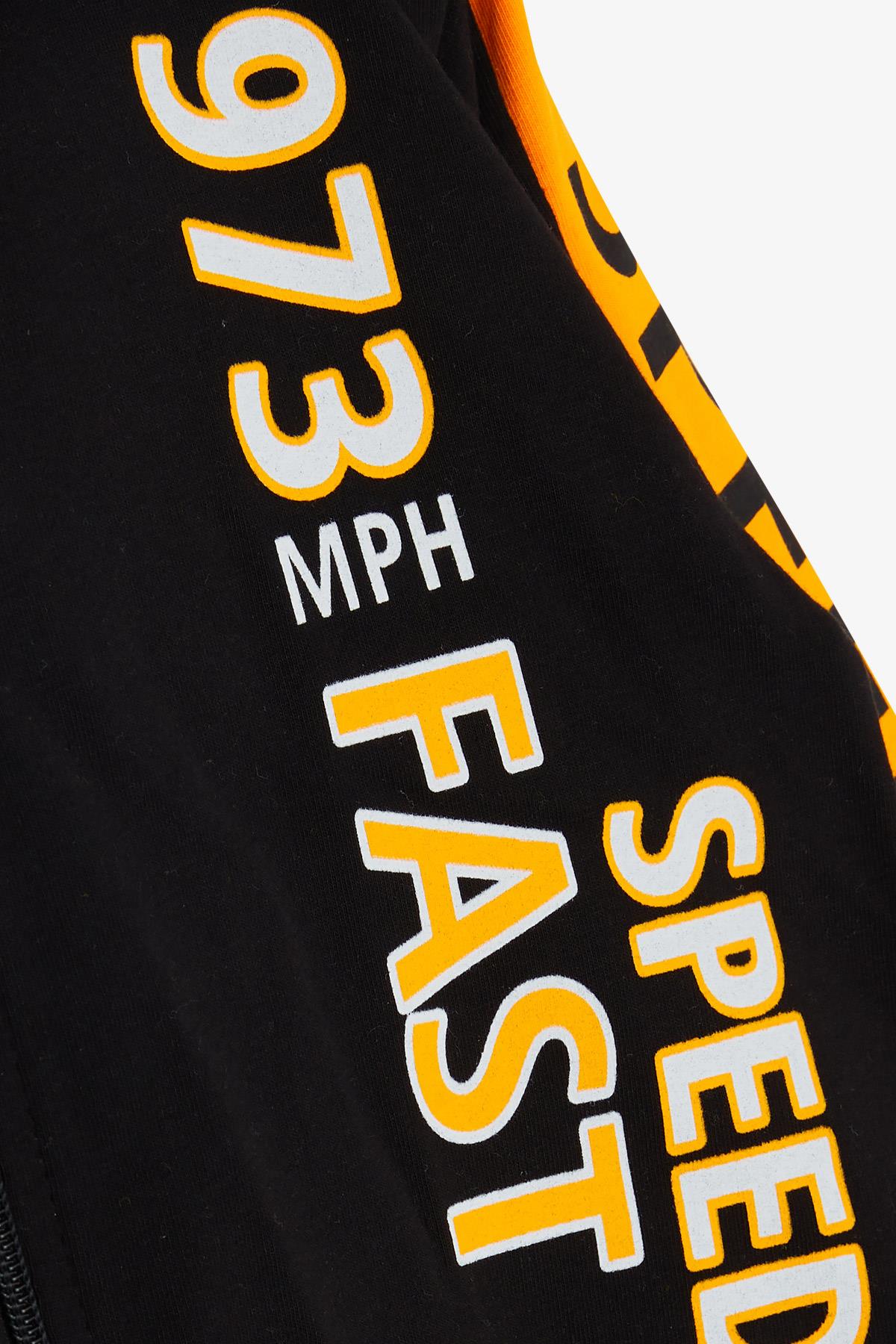 Breeze Erkek Çocuk Hirka Baskili Kapüsonlu Siyah (4-8 Yaş)