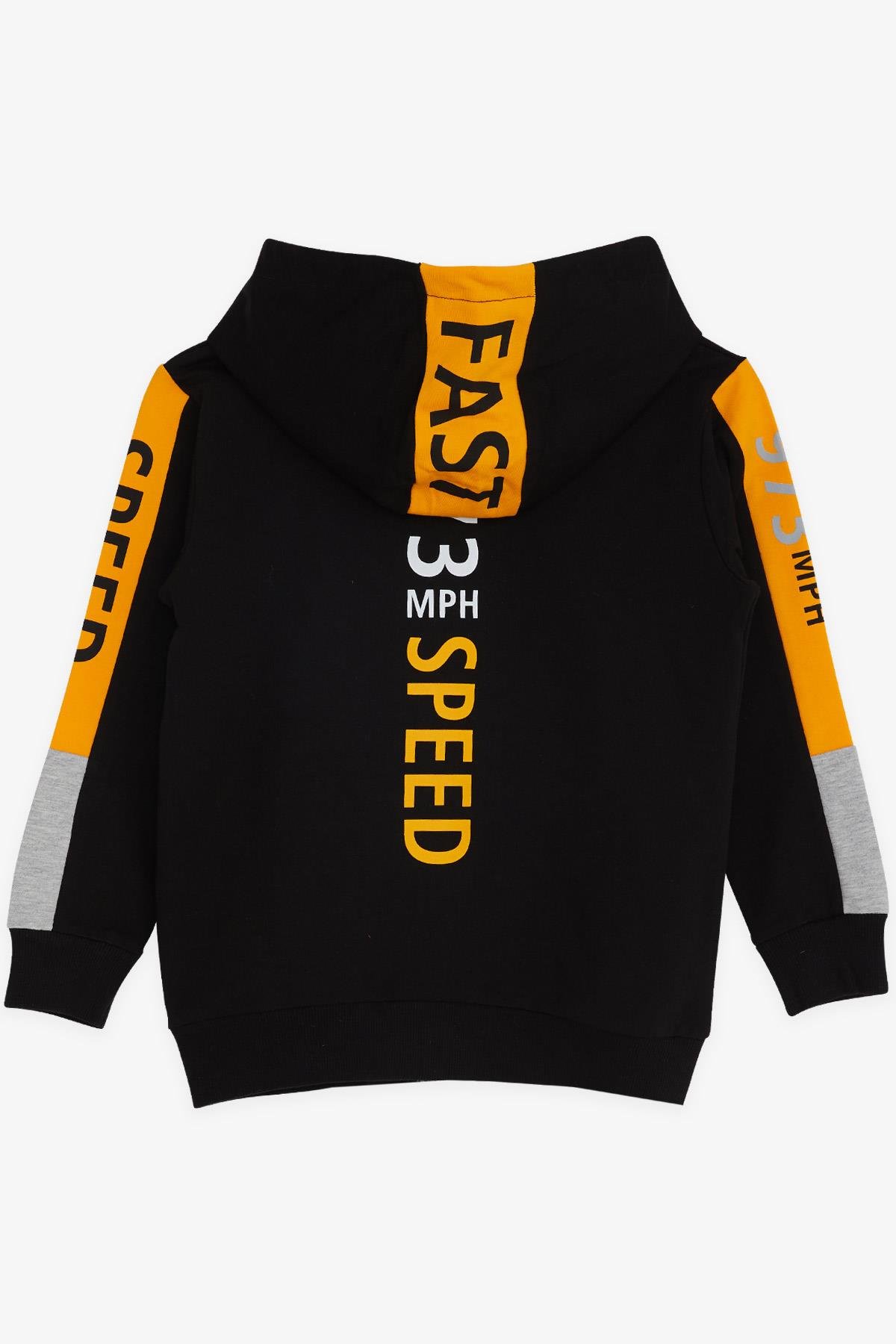 Breeze Erkek Çocuk Hirka Baskili Kapüsonlu Siyah (4-8 Yaş)