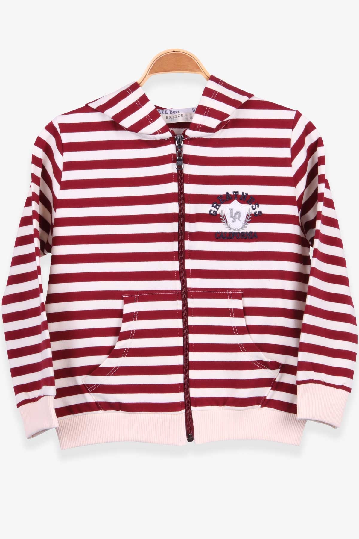 Breeze Erkek Çocuk Hırka Çizgili Desenli Bordo (3-7 Yaş)