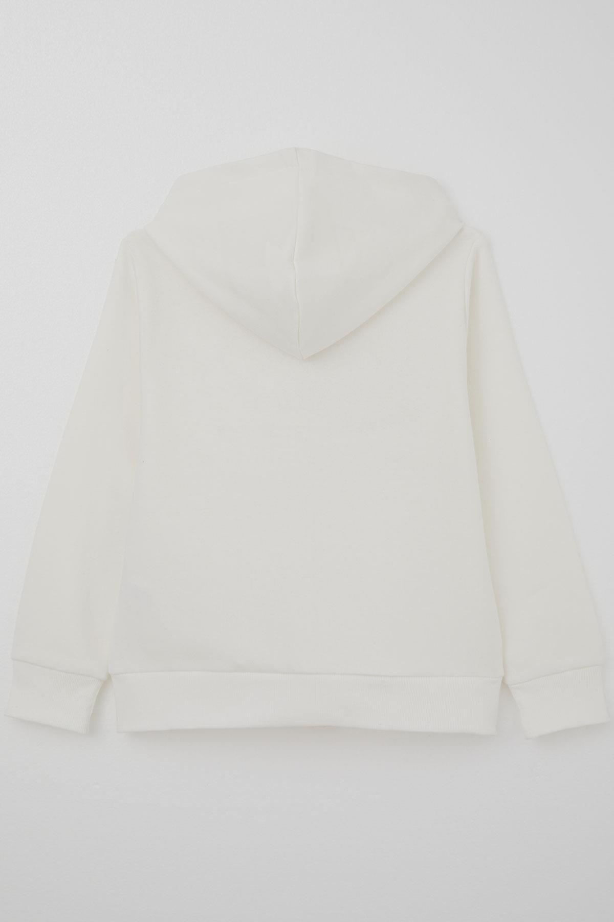 Breeze Erkek Çocuk Hırka Fermuarlı Yazı Armalı Ekru (8-12 Yaş)