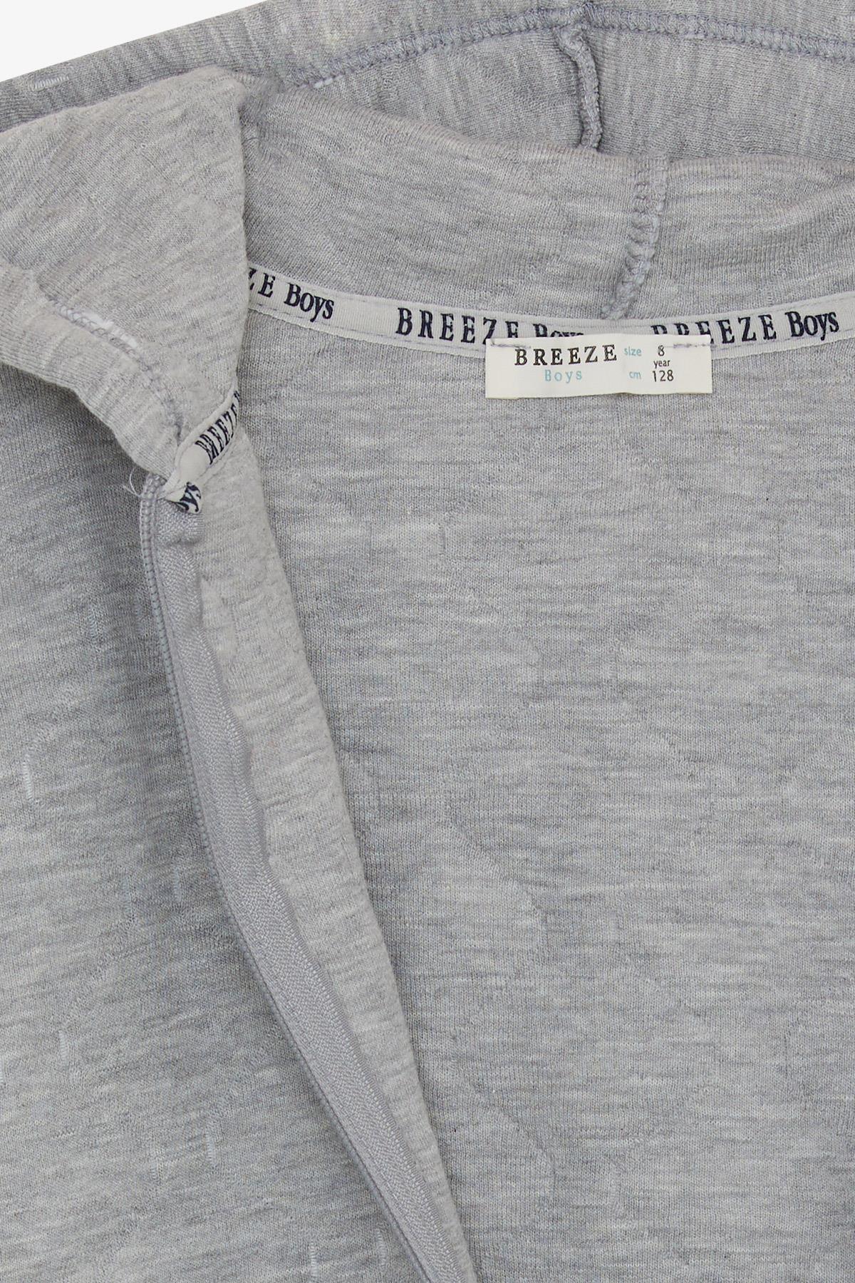 Breeze Erkek Çocuk Hırka Kapüşonlu Cepli Gri Melanj (8-12 Yaş)