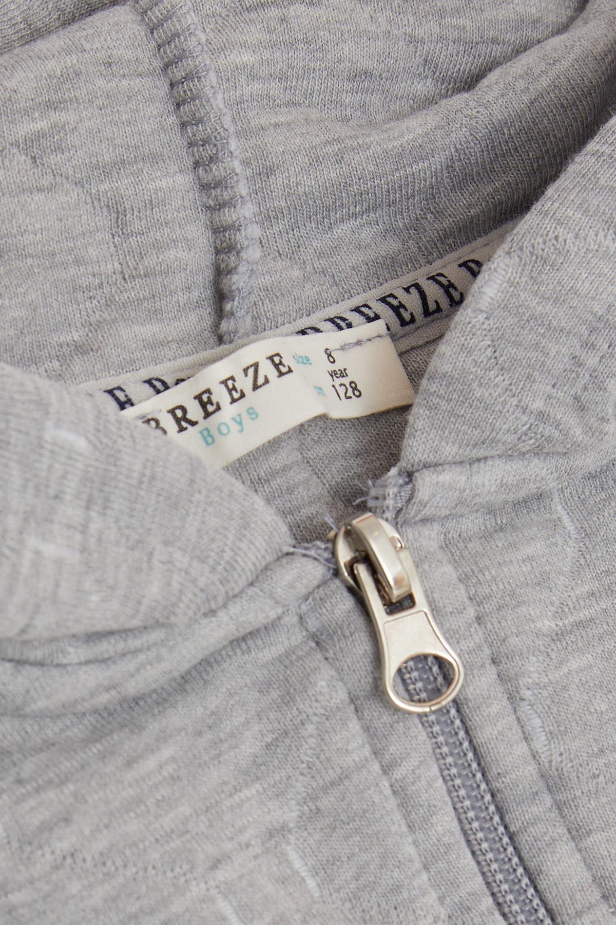 Breeze Erkek Çocuk Hırka Kapüşonlu Cepli Gri Melanj (8-12 Yaş)
