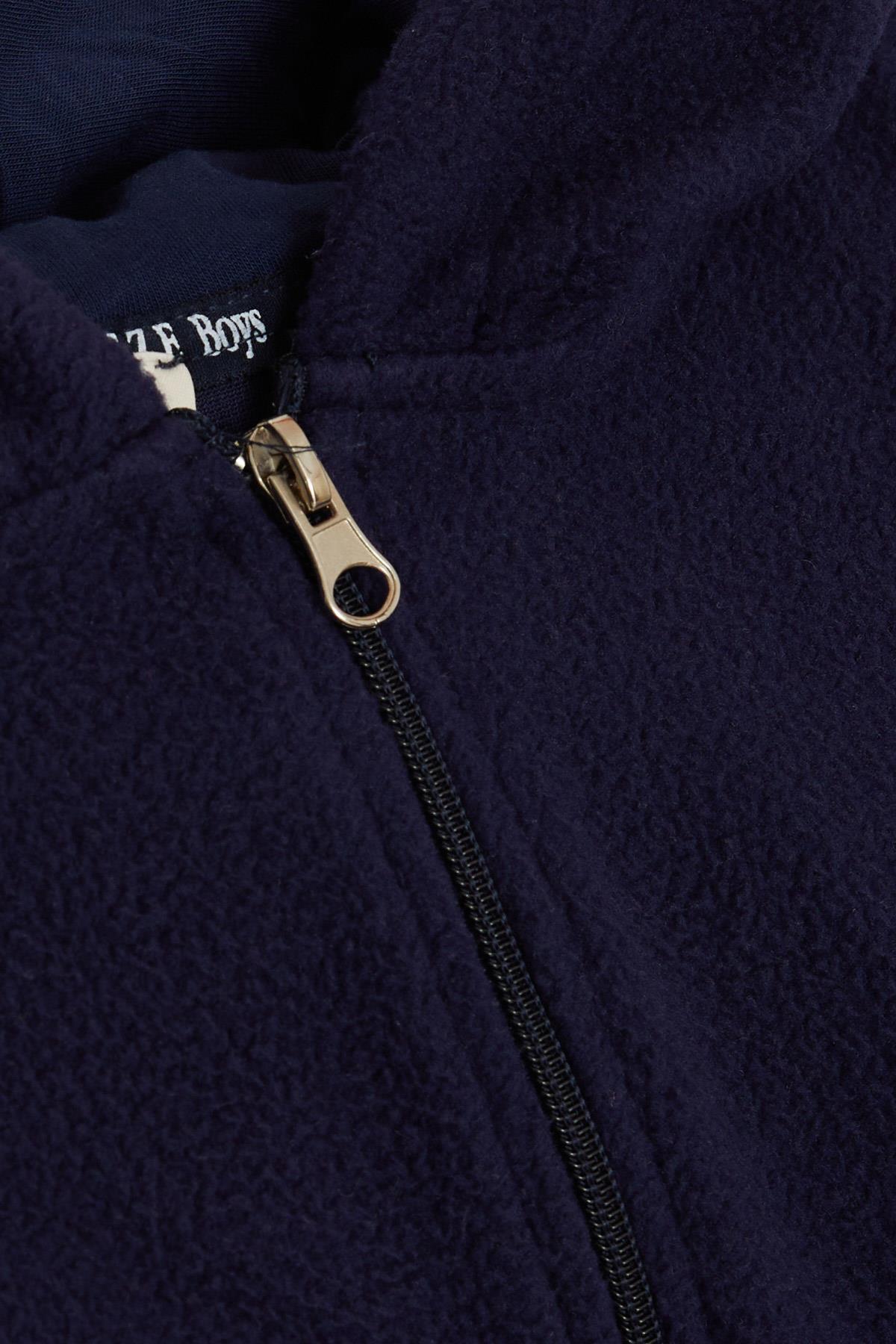 Breeze Erkek Çocuk Hırka Polar Armalı Fermuarlı Kapüşonlu Lacivert (8-10 Yaş)