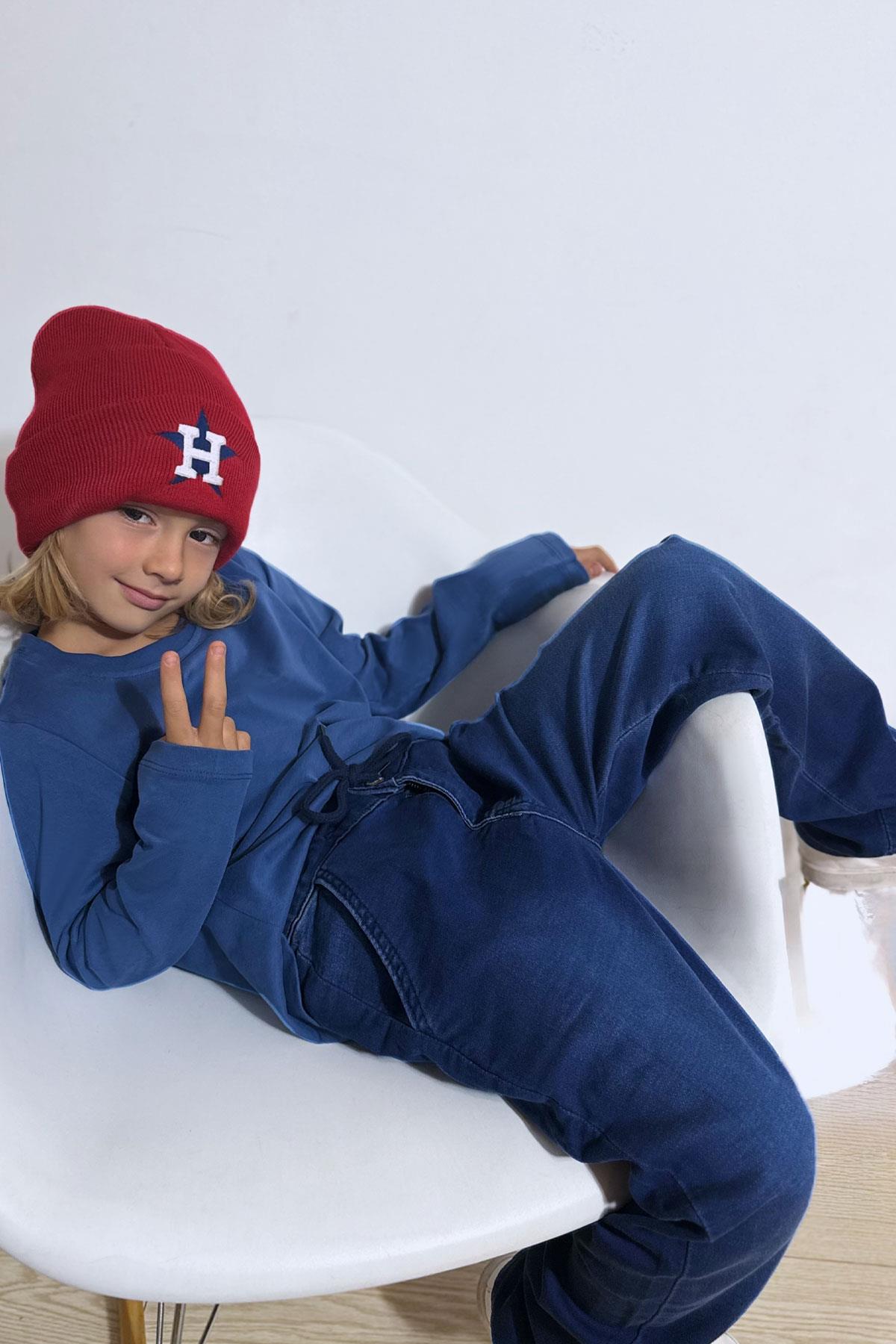 Breeze Erkek Çocuk Jean Pantolon Bağcıklı Fermuarlı Cepli Koyu Mavi (5-9 Yaş)