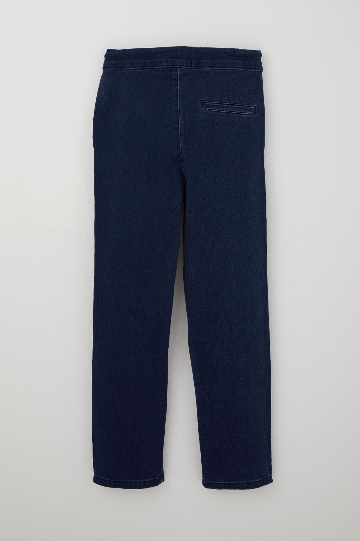 Breeze Erkek Çocuk Jean Pantolon Bağcıklı Fermuarlı Cepli Koyu Mavi (10-14 Yaş)