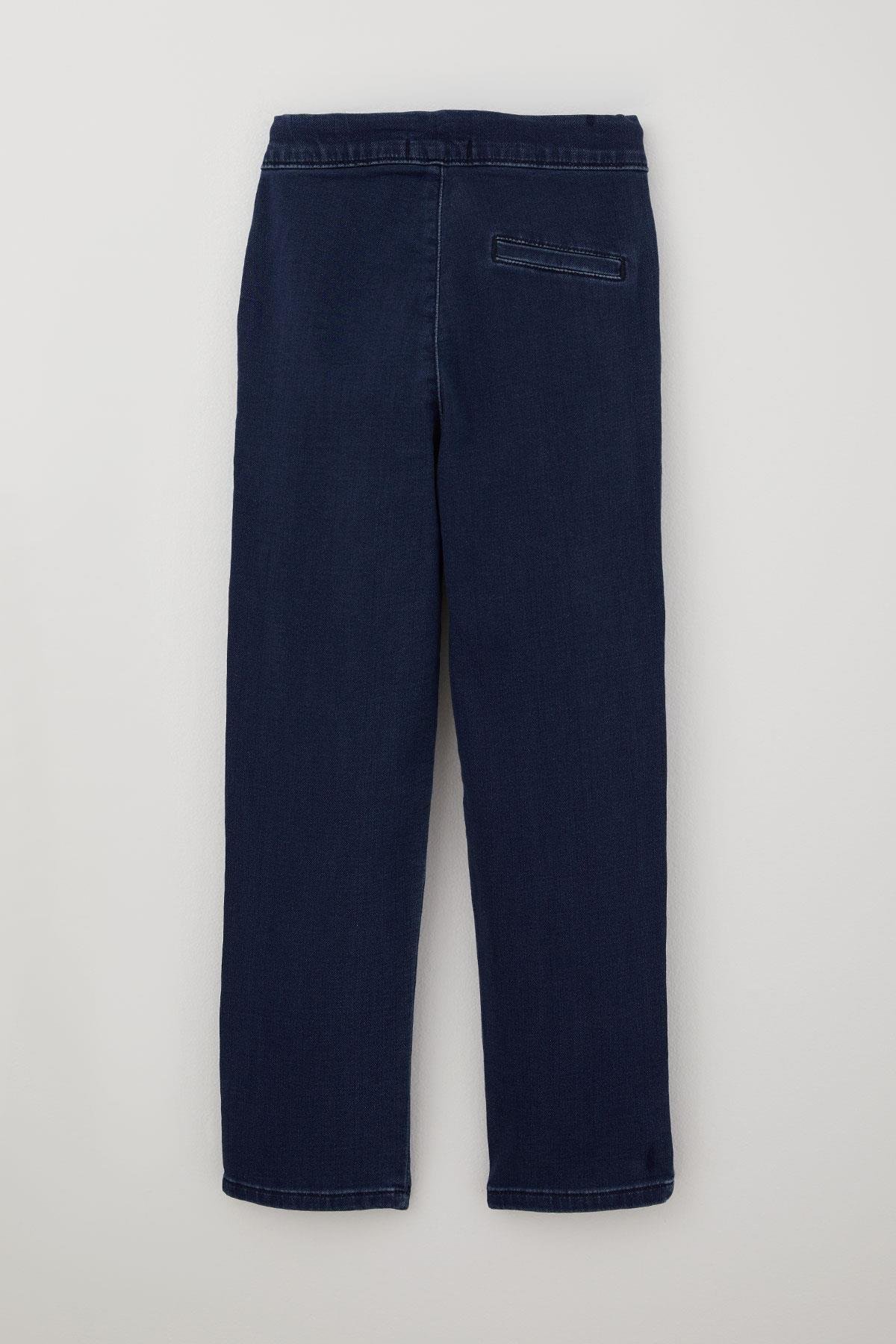 Breeze Erkek Çocuk Jean Pantolon Bağcıklı Fermuarlı Cepli Koyu Mavi (5-9 Yaş)