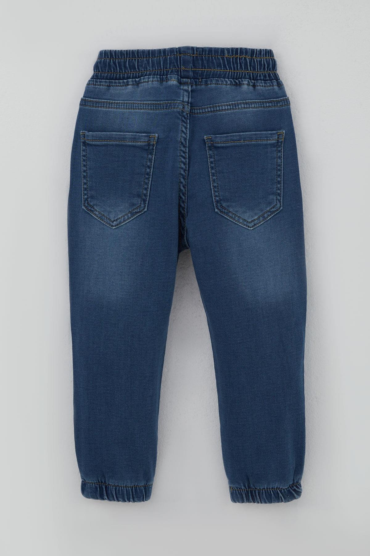 Breeze Erkek Çocuk Jean Pantolon Beli Paçası Lastikli Bağcıklı Mavi (1.5-5 Yaş)