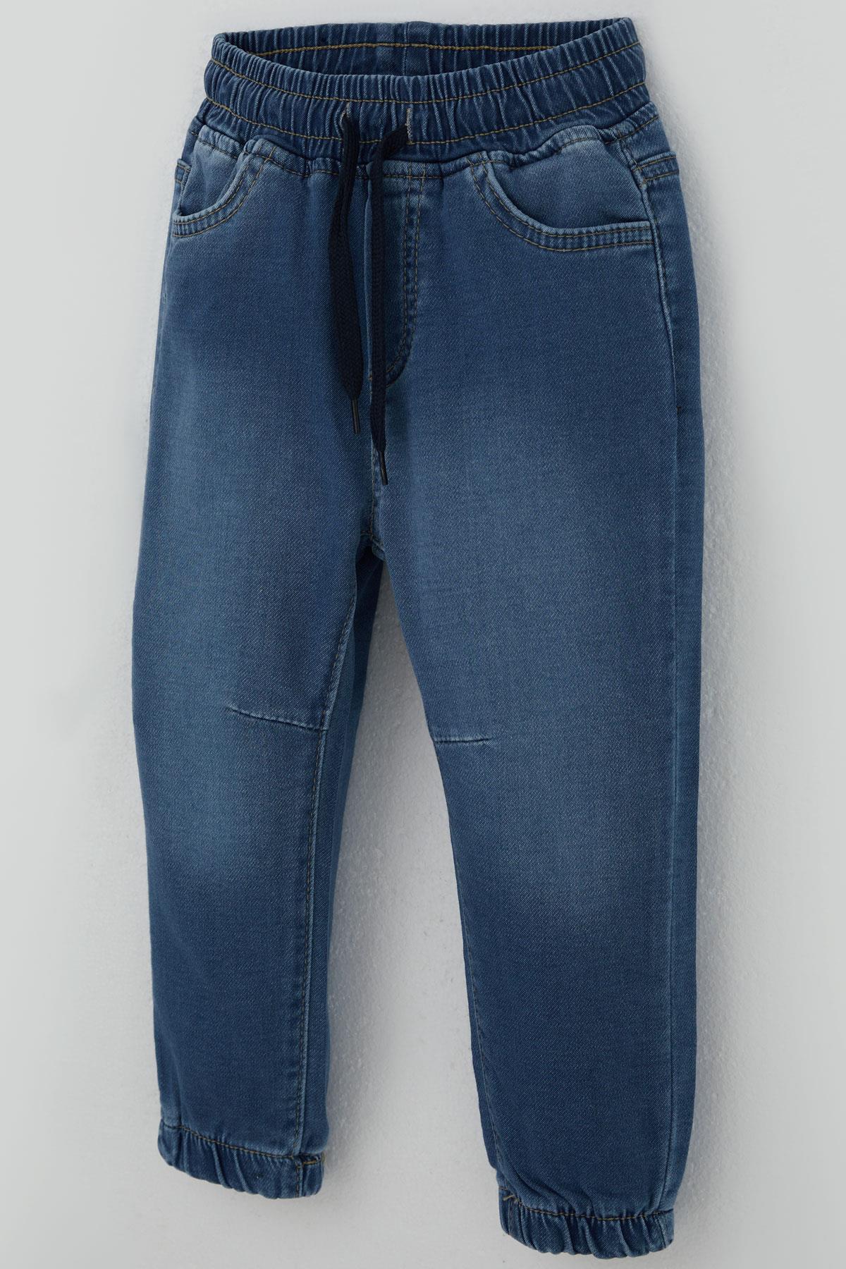Breeze Erkek Çocuk Jean Pantolon Beli Paçası Lastikli Bağcıklı Mavi (1.5-5 Yaş)