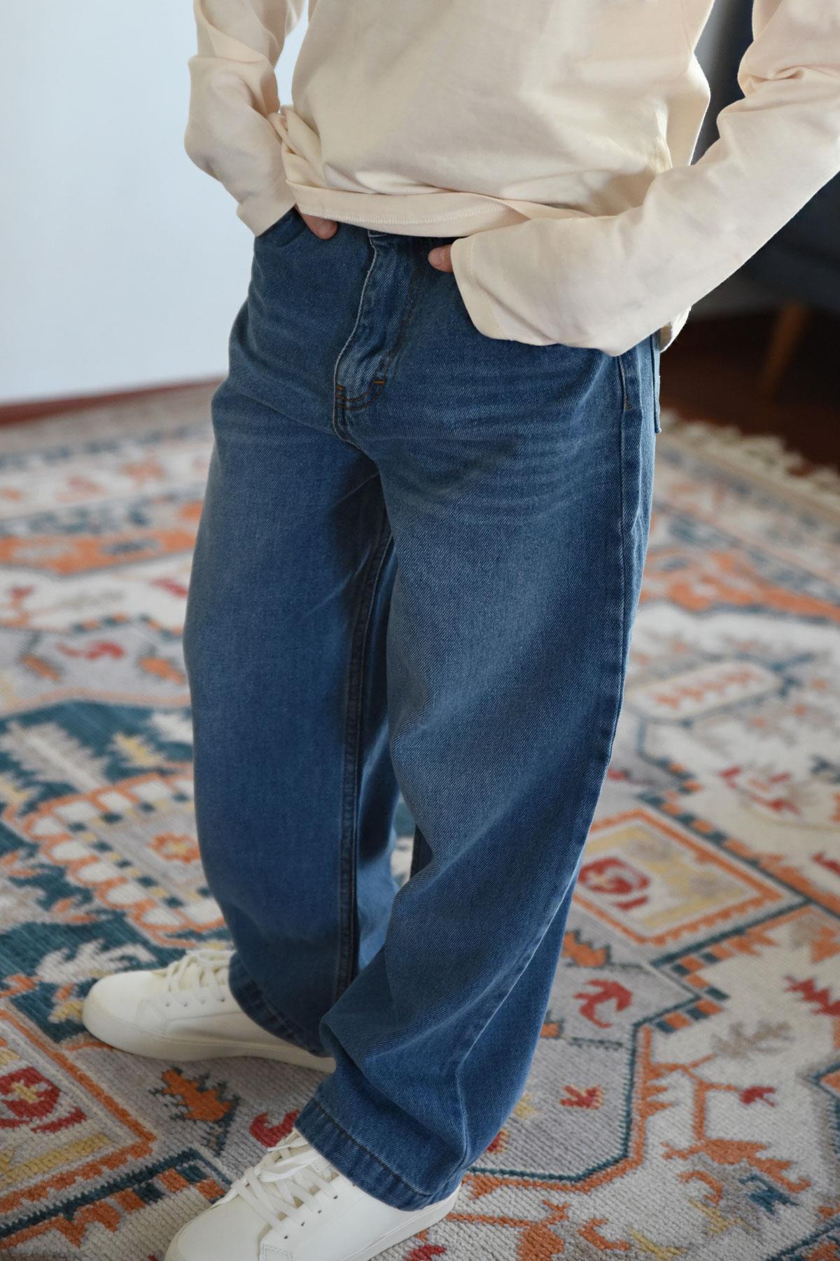 Breeze Erkek Çocuk Jean Pantolon Cepli Fermuarlı Mavi (10-14 Yaş)