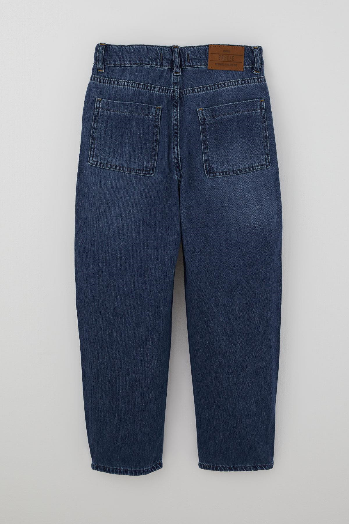 Breeze Erkek Çocuk Jean Pantolon Düğmeli Fermuarlı Cepli Mavi (10-14 Yaş)