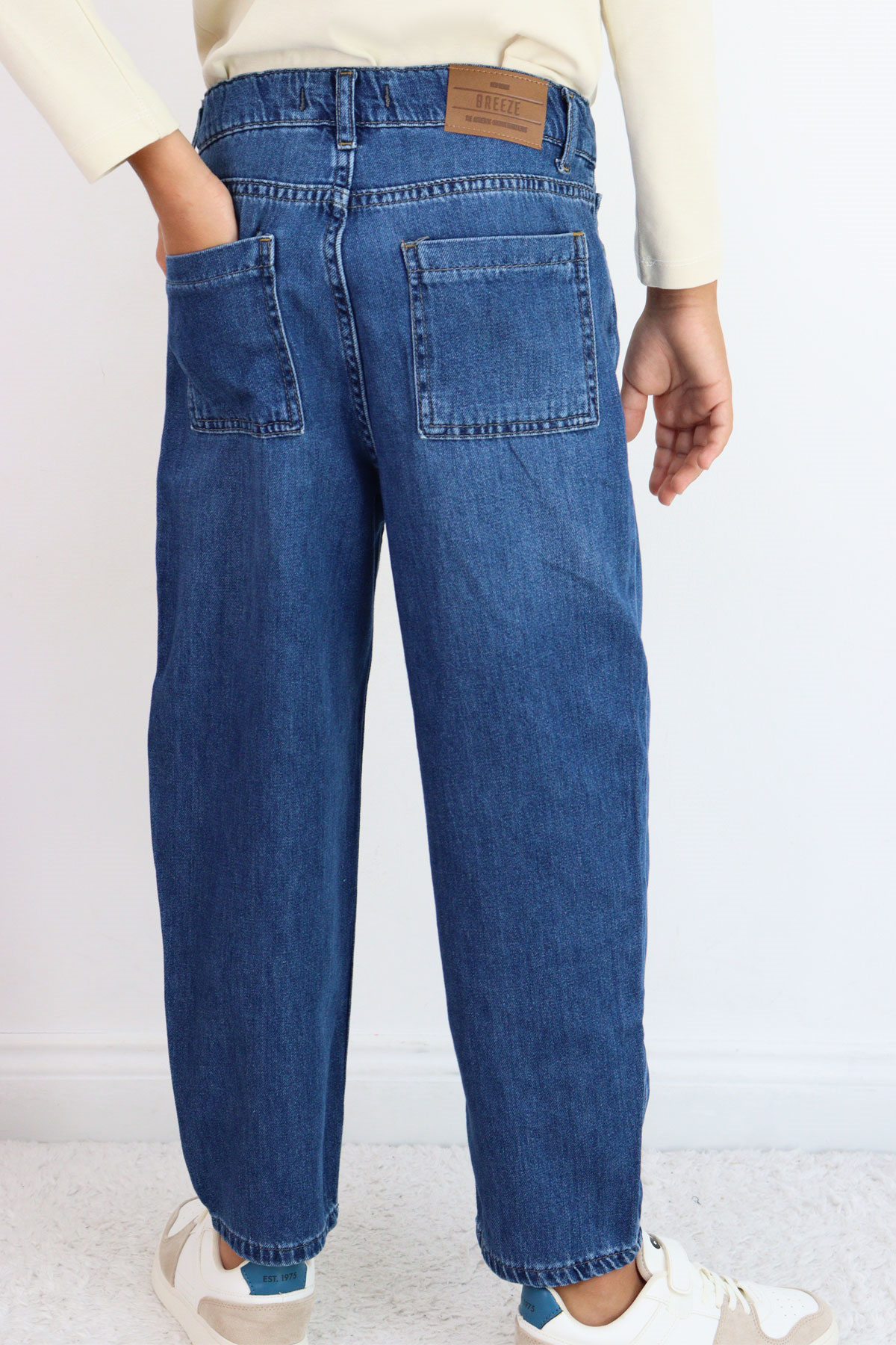 Breeze Erkek Çocuk Jean Pantolon Düğmeli Fermuarlı Cepli Mavi (10-14 Yaş)