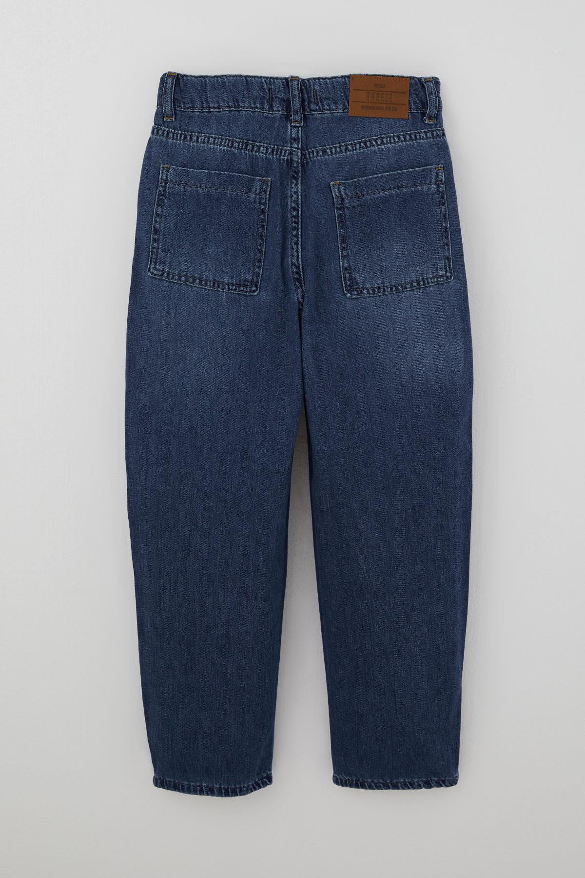 Breeze Erkek Çocuk Jean Pantolon Düğmeli Fermuarlı Cepli Mavi (10-14 Yaş)