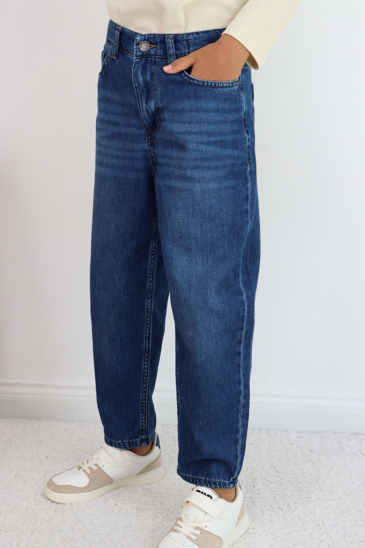 Breeze Erkek Çocuk Jean Pantolon Düğmeli Fermuarlı Cepli Mavi (10-14 Yaş)