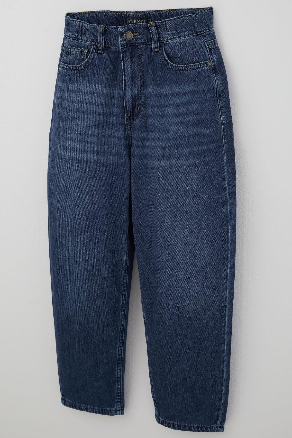 Breeze Erkek Çocuk Jean Pantolon Düğmeli Fermuarlı Cepli Mavi (10-14 Yaş)