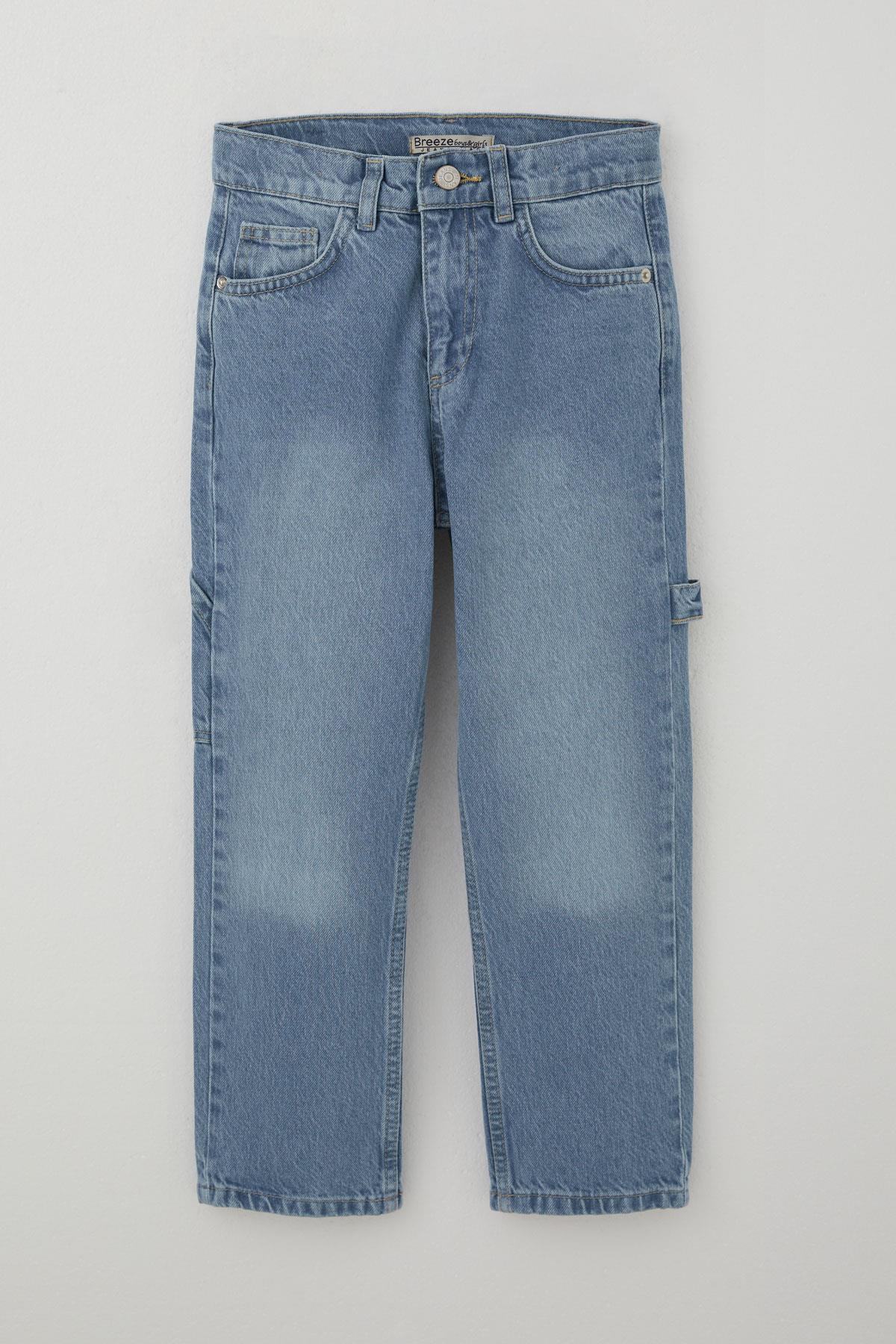 Breeze Erkek Çocuk Jean Pantolon Marangoz Model Açık Mavi (5-9 Yaş)