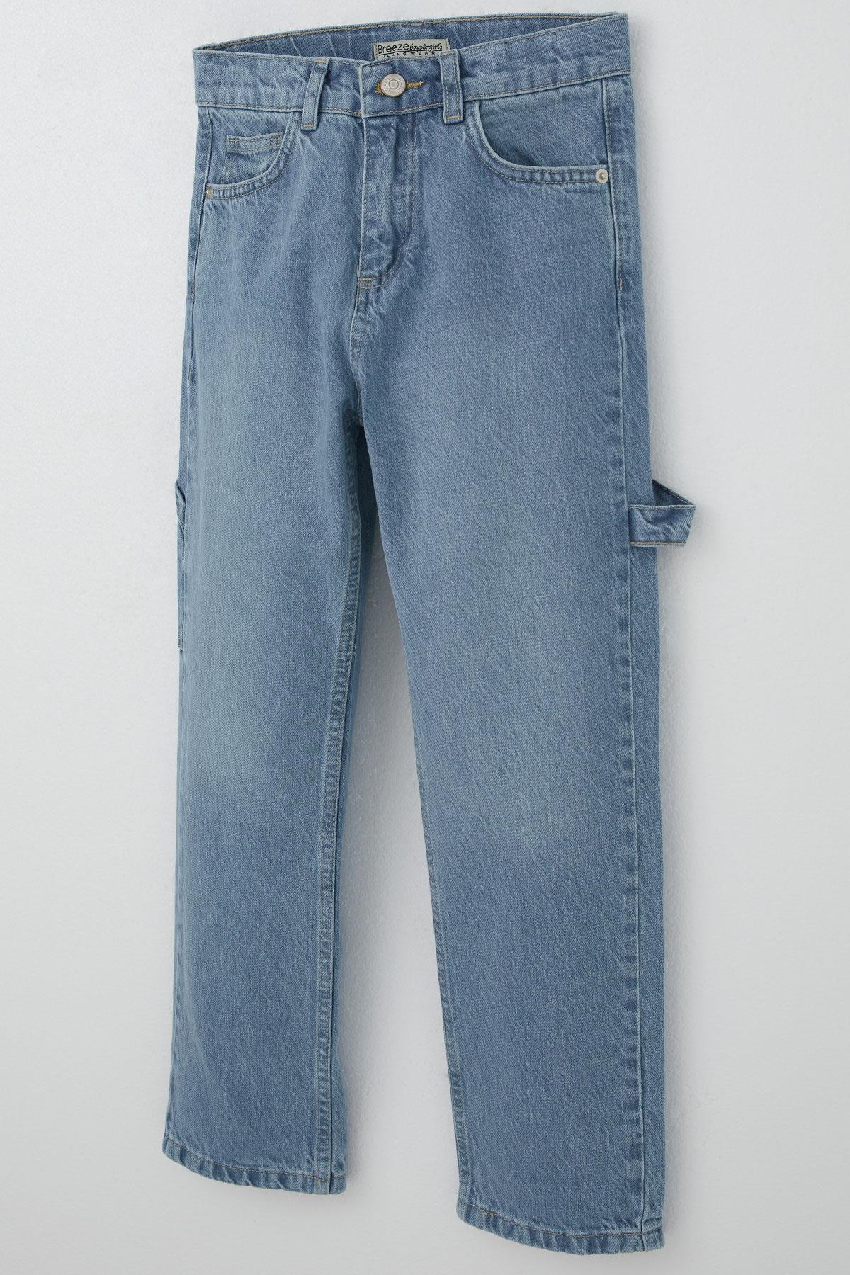 Breeze Erkek Çocuk Jean Pantolon Marangoz Model Açık Mavi (10-14 Yaş)