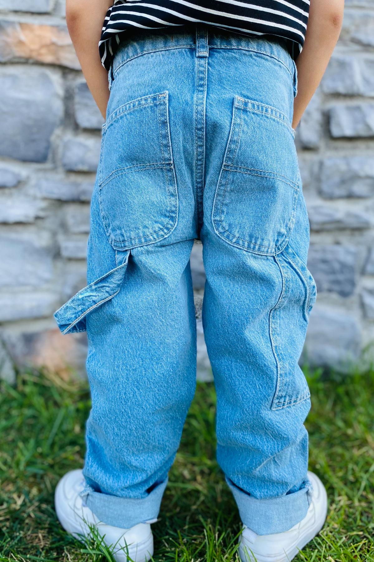 Breeze Erkek Çocuk Jean Pantolon Marangoz Model Açık Mavi (10-14 Yaş)