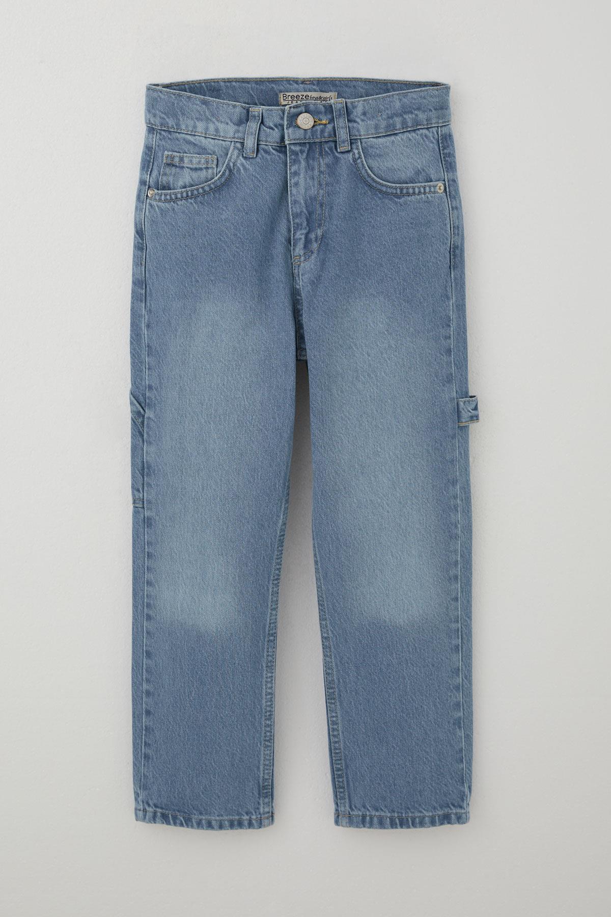 Breeze Erkek Çocuk Jean Pantolon Marangoz Model Açık Mavi (5-9 Yaş)