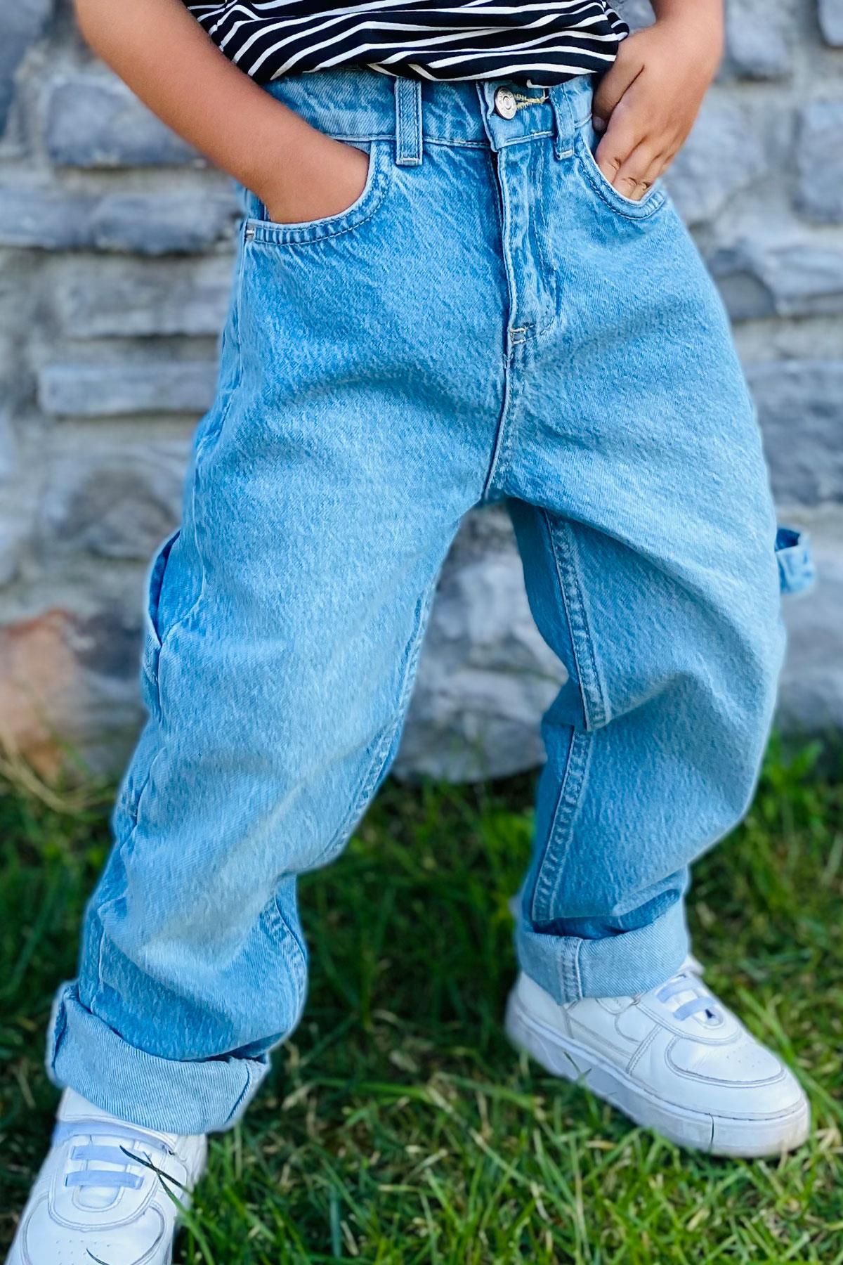 Breeze Erkek Çocuk Jean Pantolon Marangoz Model Açık Mavi (10-14 Yaş)