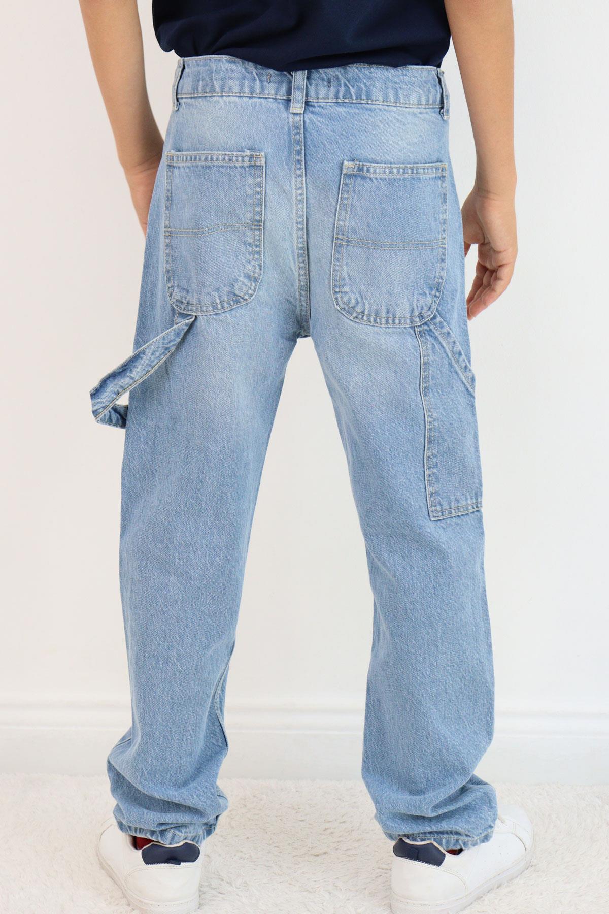 Breeze Erkek Çocuk Jean Pantolon Marangoz Model Açık Mavi (5-9 Yaş)