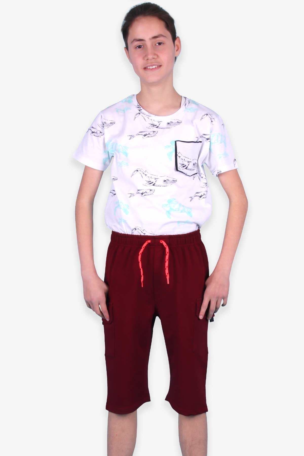 Breeze Erkek Çocuk Kapri Basic Yanları Cepli Bordo (10-12 Yaş)