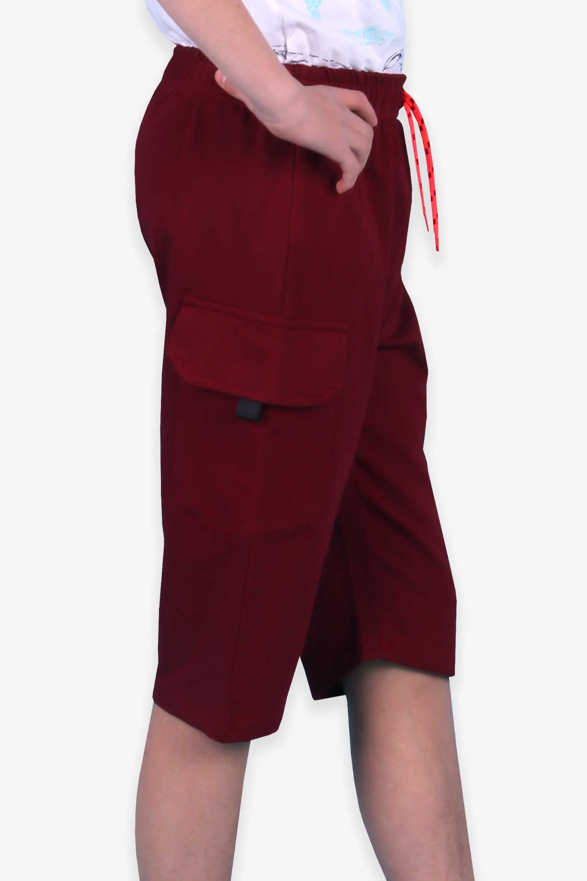 Breeze Erkek Çocuk Kapri Basic Yanları Cepli Bordo (10-12 Yaş)