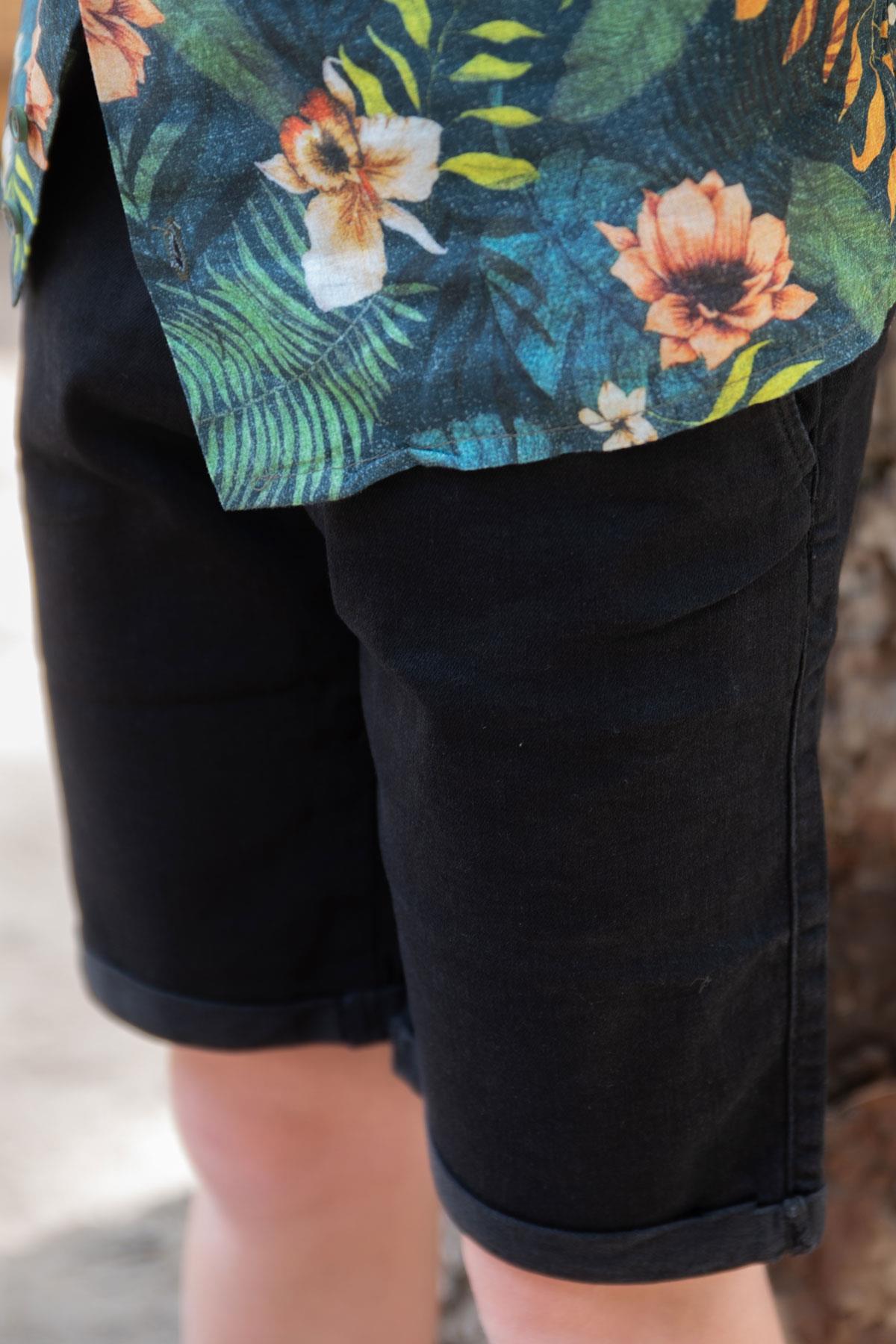 Breeze Erkek Çocuk Kapri Cepli Düğmeli Siyah (8-14 Yaş)