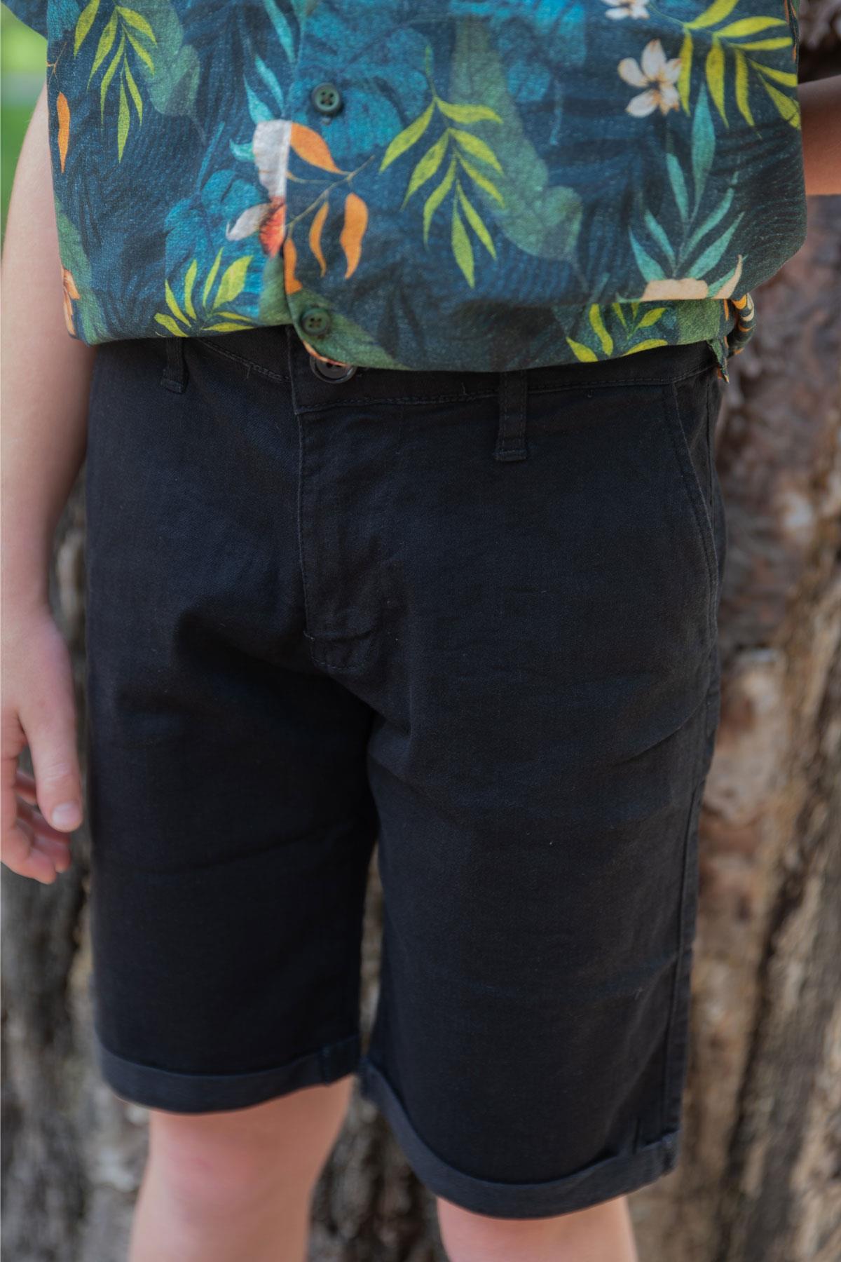 Breeze Erkek Çocuk Kapri Cepli Düğmeli Siyah (8-14 Yaş)