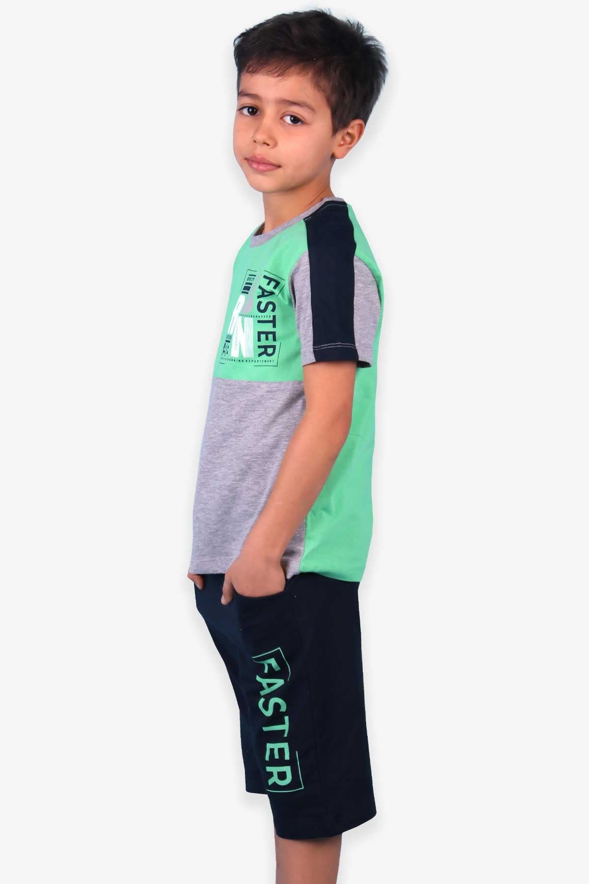 Breeze Erkek Çocuk Kapri Takım Baskılı Yeşil (6-12 Yaş)