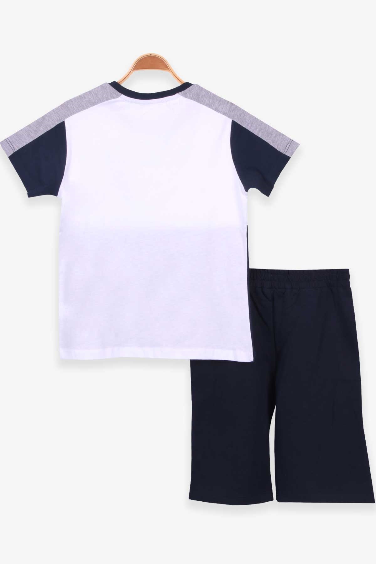 Breeze Erkek Çocuk Kapri Takım Baskılı Beyaz (6-12 Yaş)