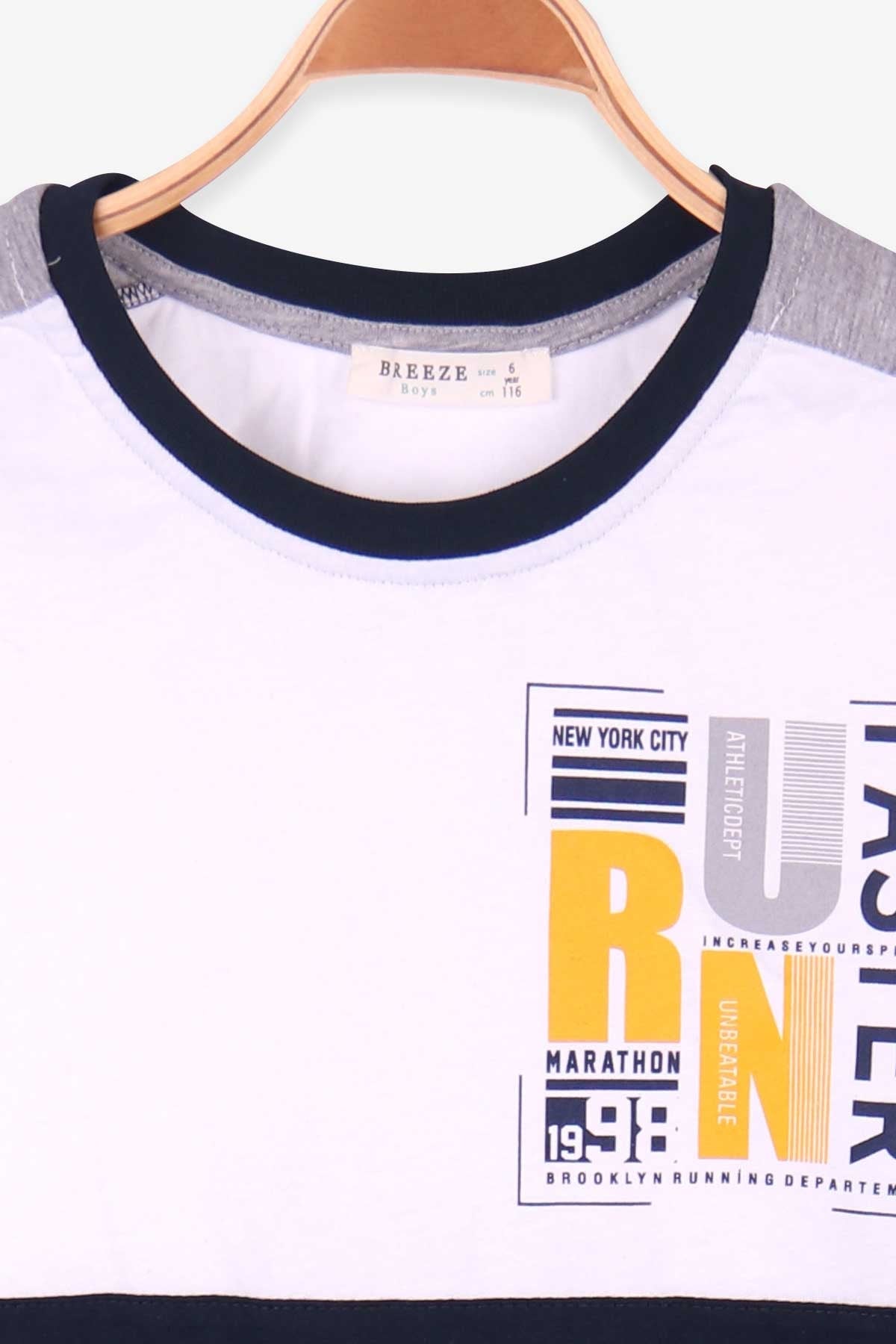 Breeze Erkek Çocuk Kapri Takım Baskılı Beyaz (6-12 Yaş)