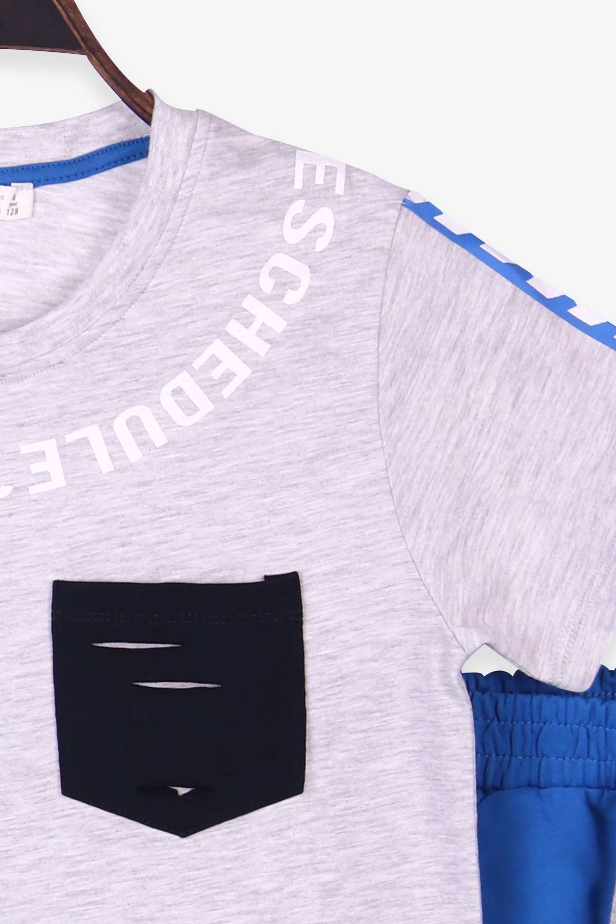 Breeze Erkek Çocuk Kapri Takım Baskılı Açık Gri Melanj (8-14 Yaş)