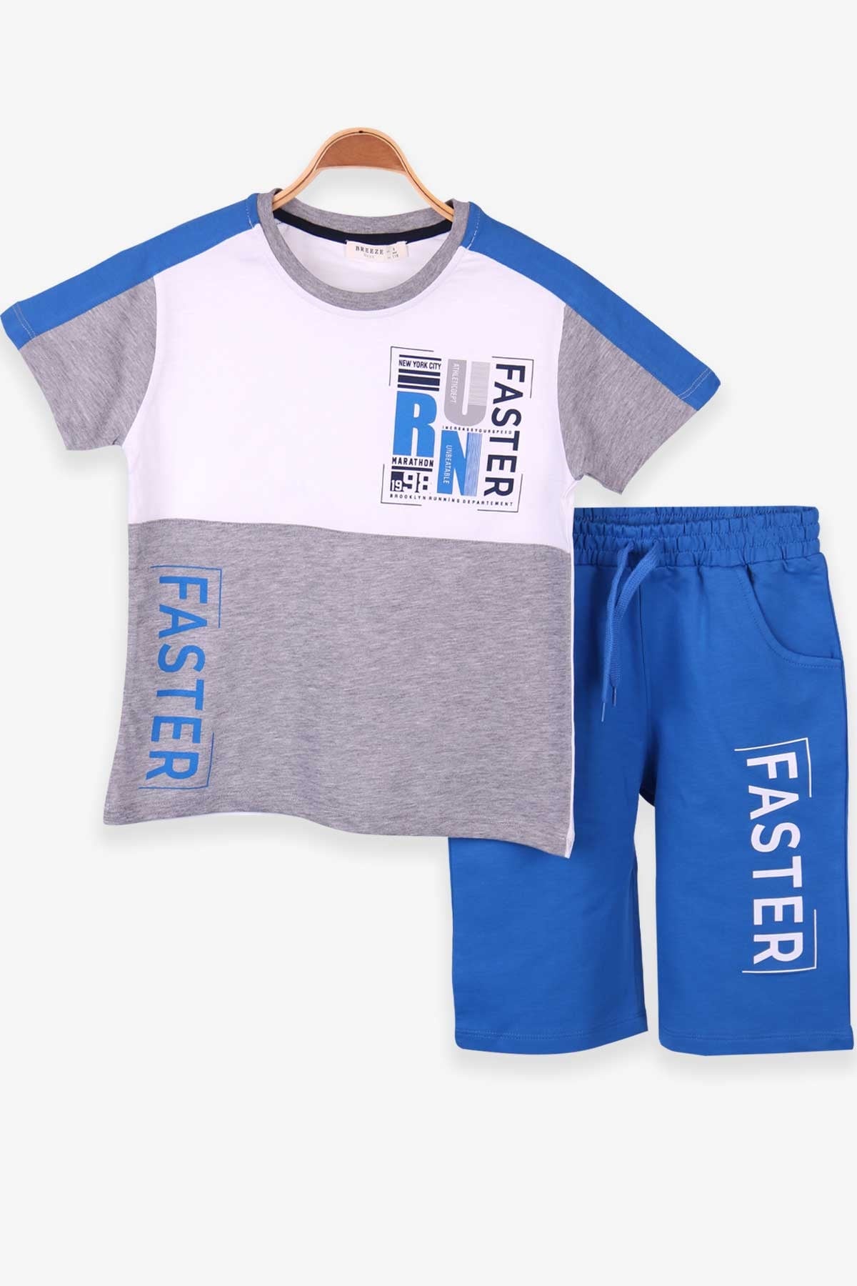 Breeze Erkek Çocuk Kapri Takım Baskılı Beyaz (6-12 Yaş)