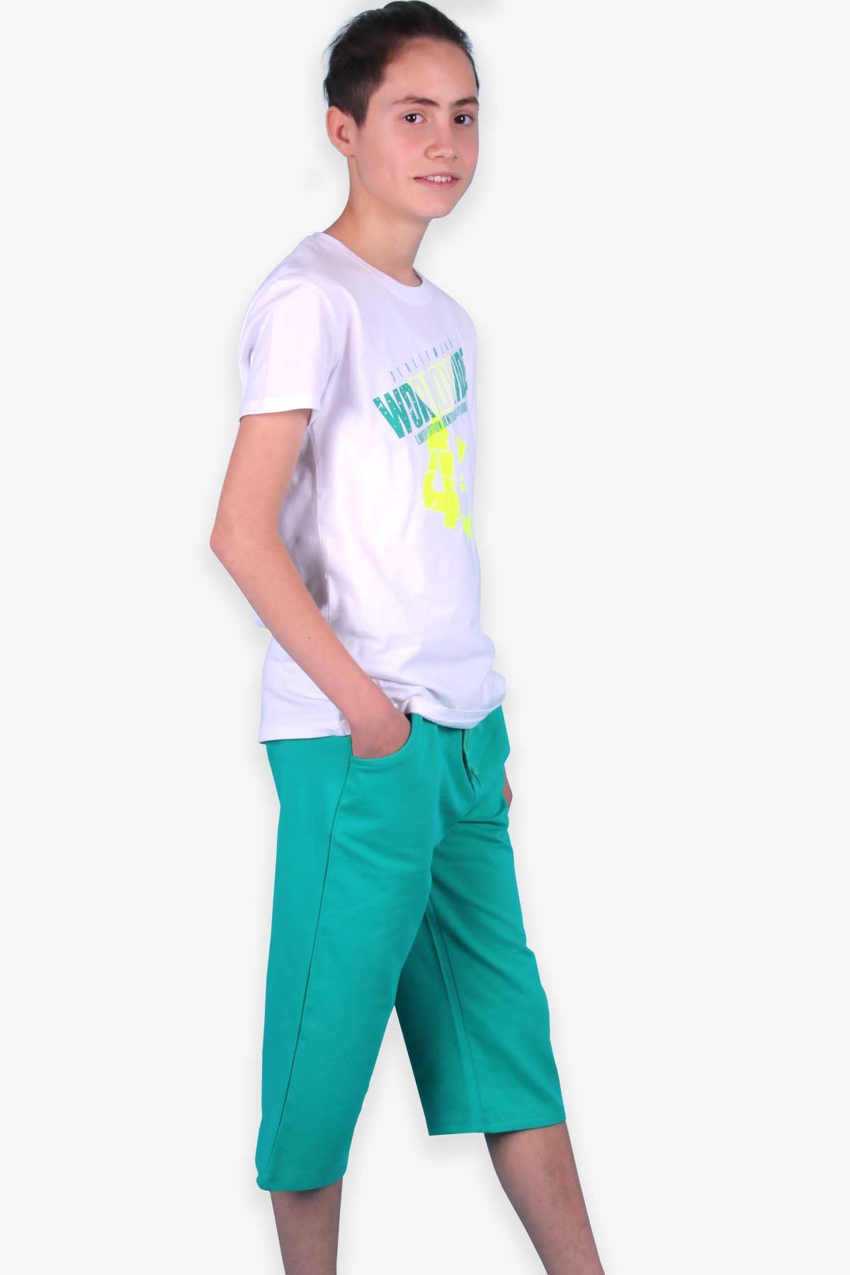 Breeze Erkek Çocuk Kapri Takım Baskılı Beyaz (9 Yaş)