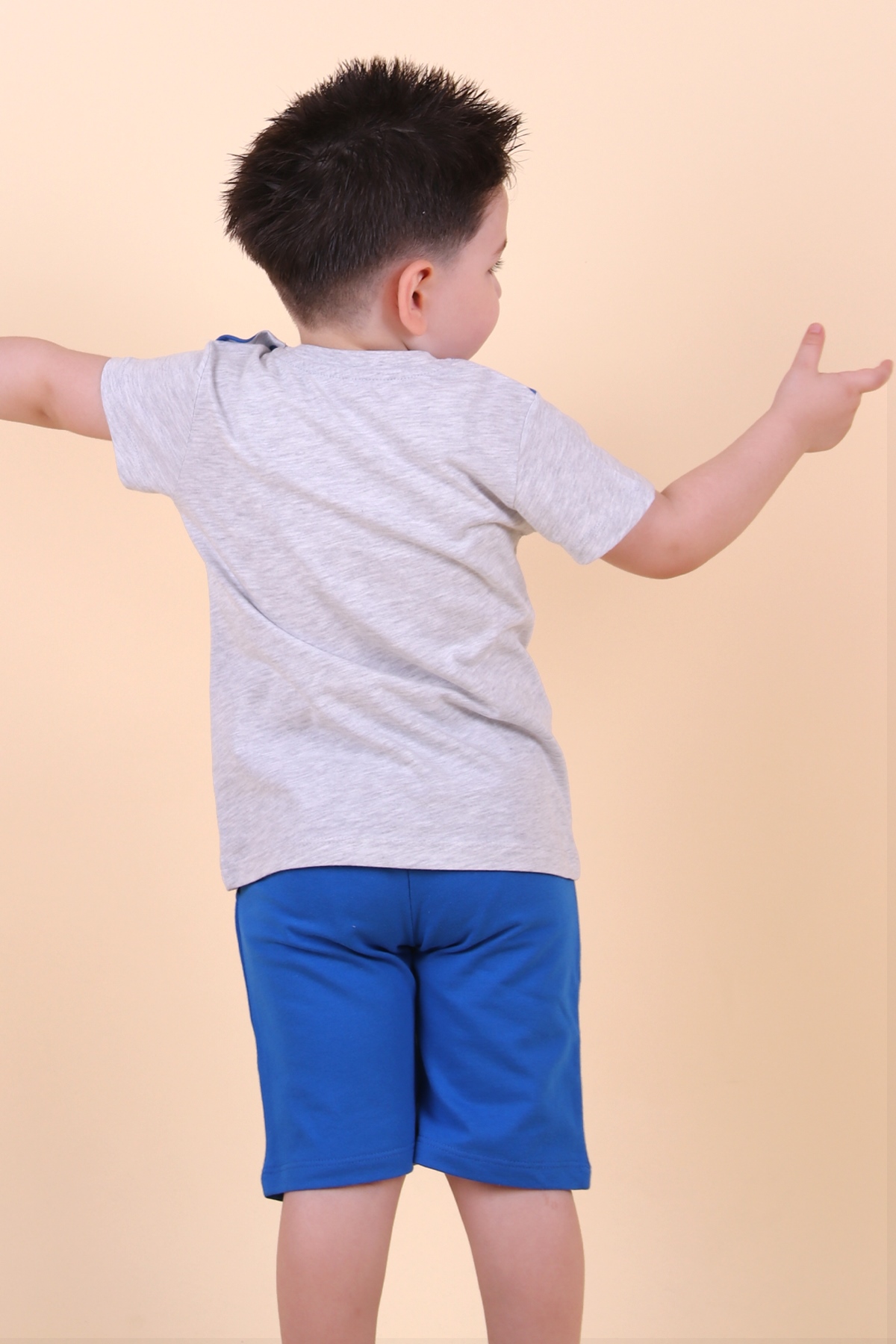 Breeze Erkek Çocuk Kapri Takım Kulakları Hareketli Kaplan Baskılı Gri (1-4 Yaş)