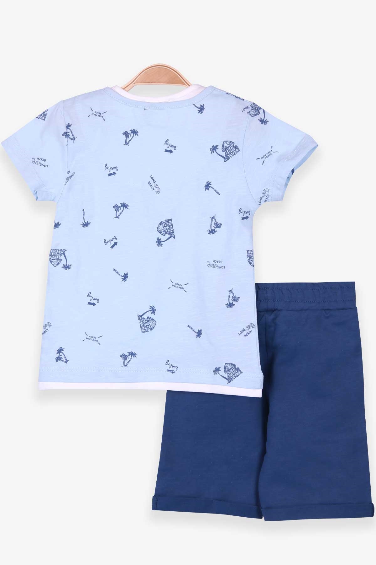 Breeze Erkek Çocuk Kapri Takım Palmiye Baskılı Bebe Mavisi (1.5-5 Yaş)