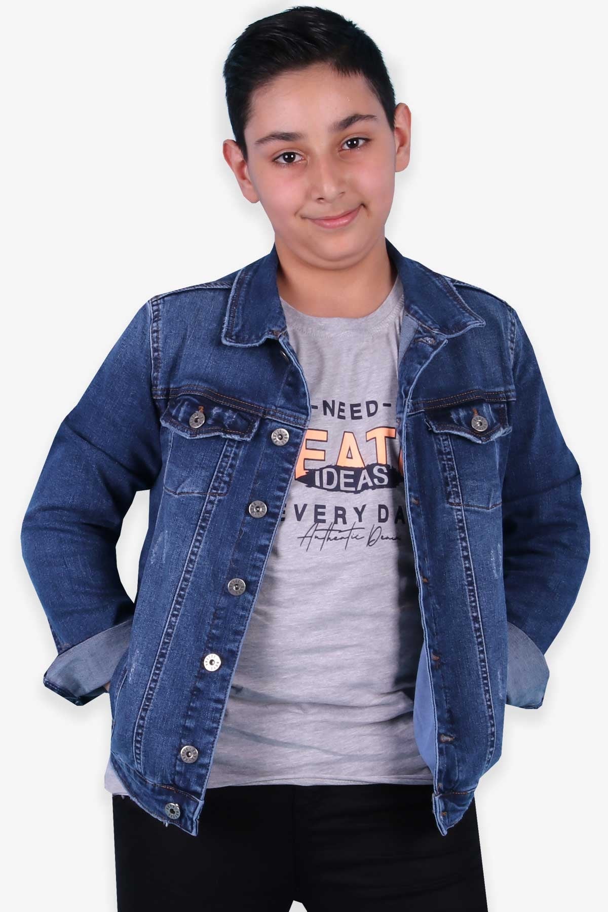 Breeze Erkek Çocuk Kot Ceket Taşlanmış Mavi (3-14 Yaş)