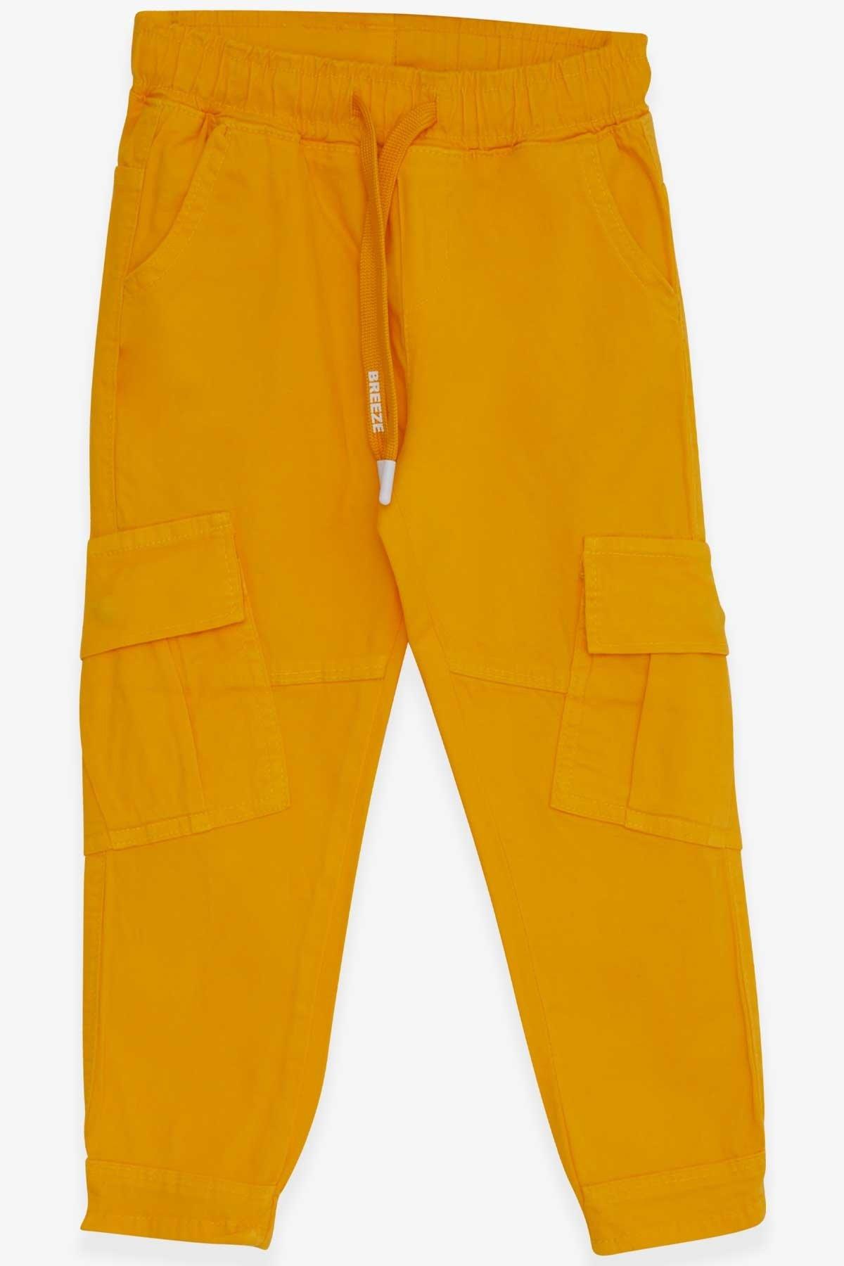 Breeze Erkek Çocuk Kot Pantolon Beli Lastikli Cepli Sarı (3-7 Yaş)