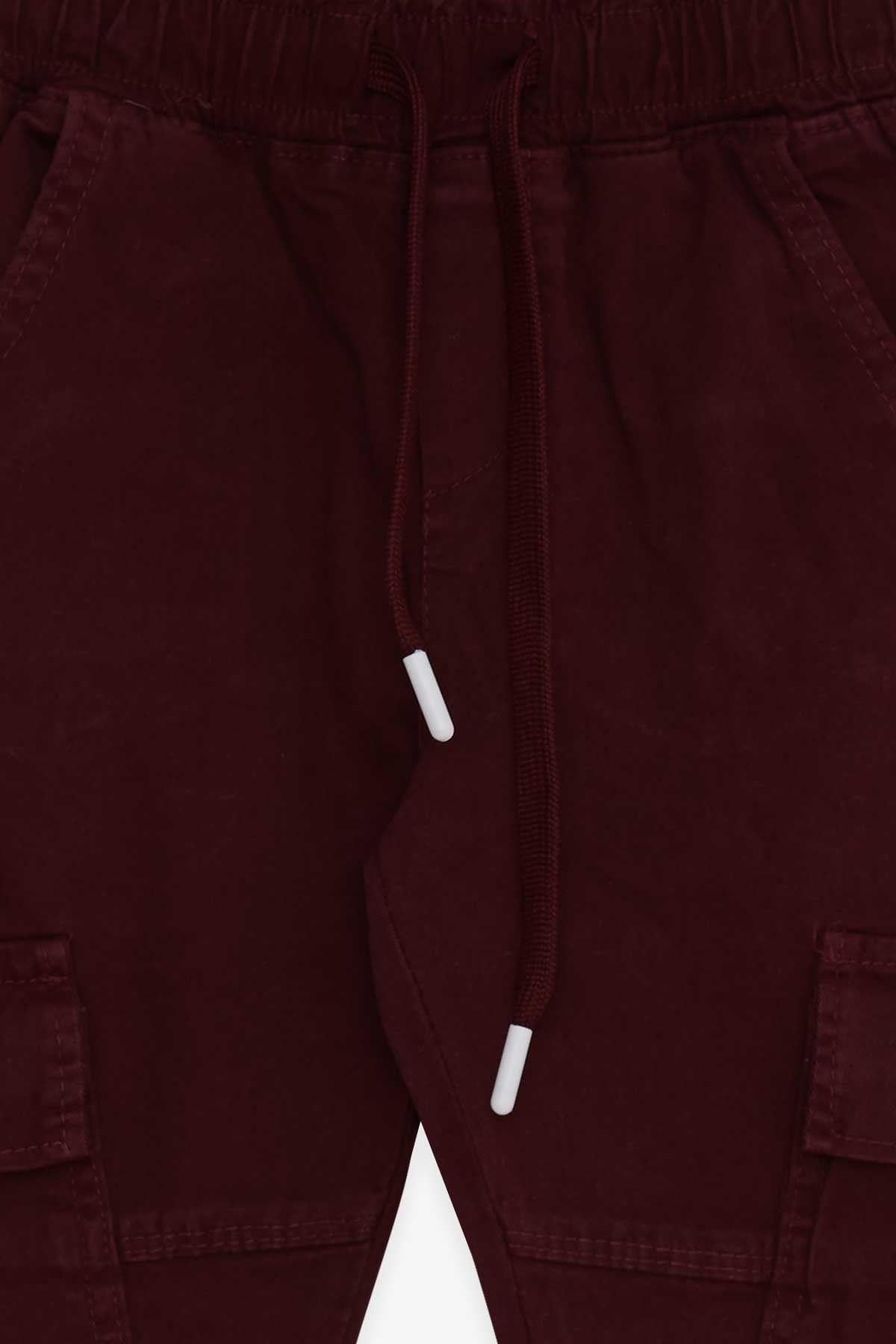 Breeze Erkek Çocuk Kot Pantolon Beli Lastikli Cepli Bordo (3-7 Yaş)