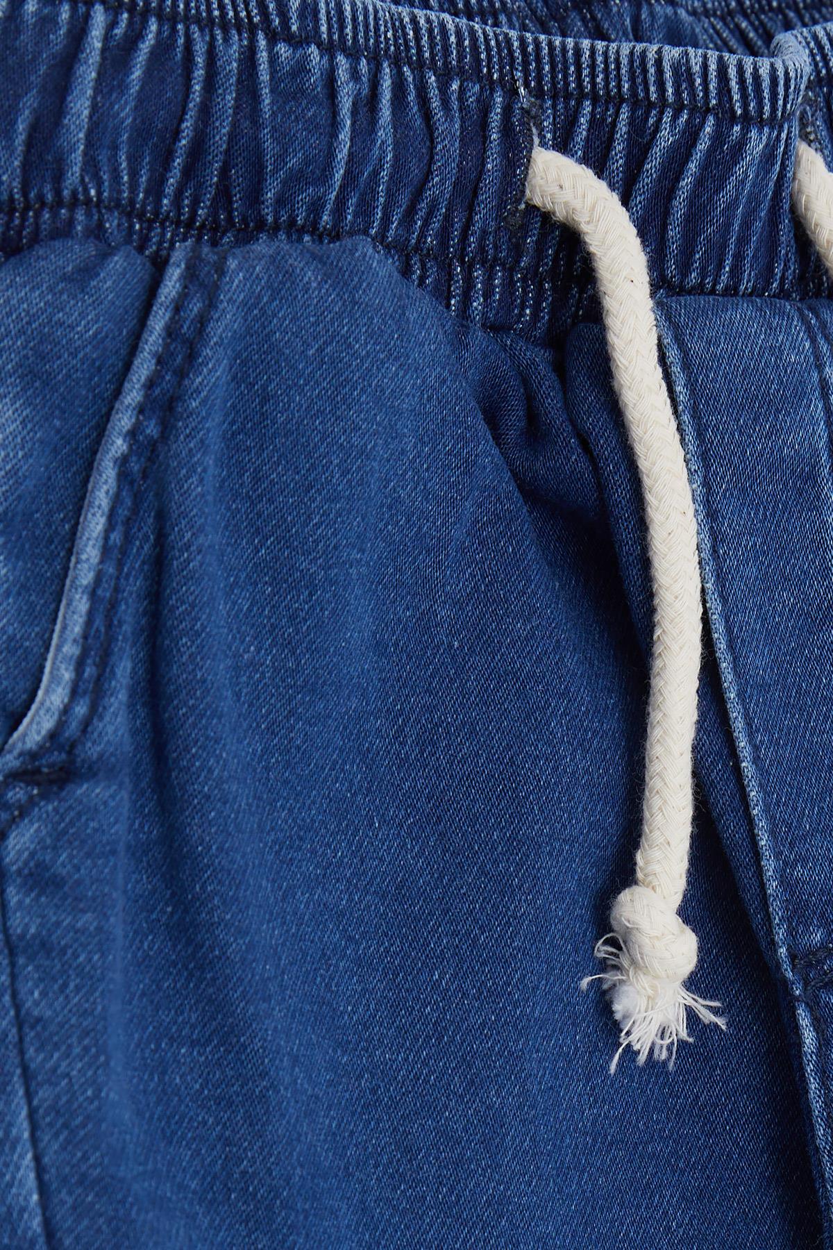 Breeze Erkek Çocuk Kot Pantolon Beli Paçası Lastikli Kargo Cepli Mavi (1-4 Yaş)